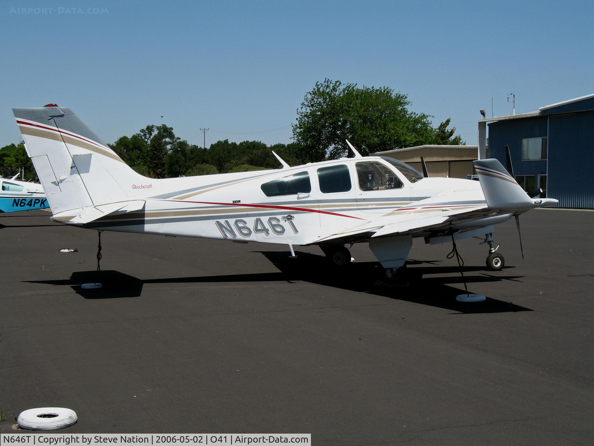N646T, 1974 Beech E-55 Baron C/N TE-981, 1974 Beech E-55 with Colemill Enterprises Foxstar conversion including 4-blade Q tip props and wnglets @ Woodland Aviation (see http://www.colemill.com/Conversions/FoxstarBaron.php)