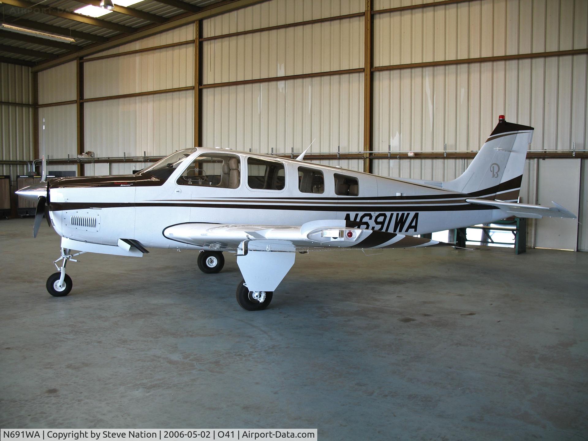 N691WA, Raytheon Aircraft Company G36 C/N E-3691, Woodland Aviation brand new Raytheon G36 Bonanza@ Watts-Woodland Airport, CA