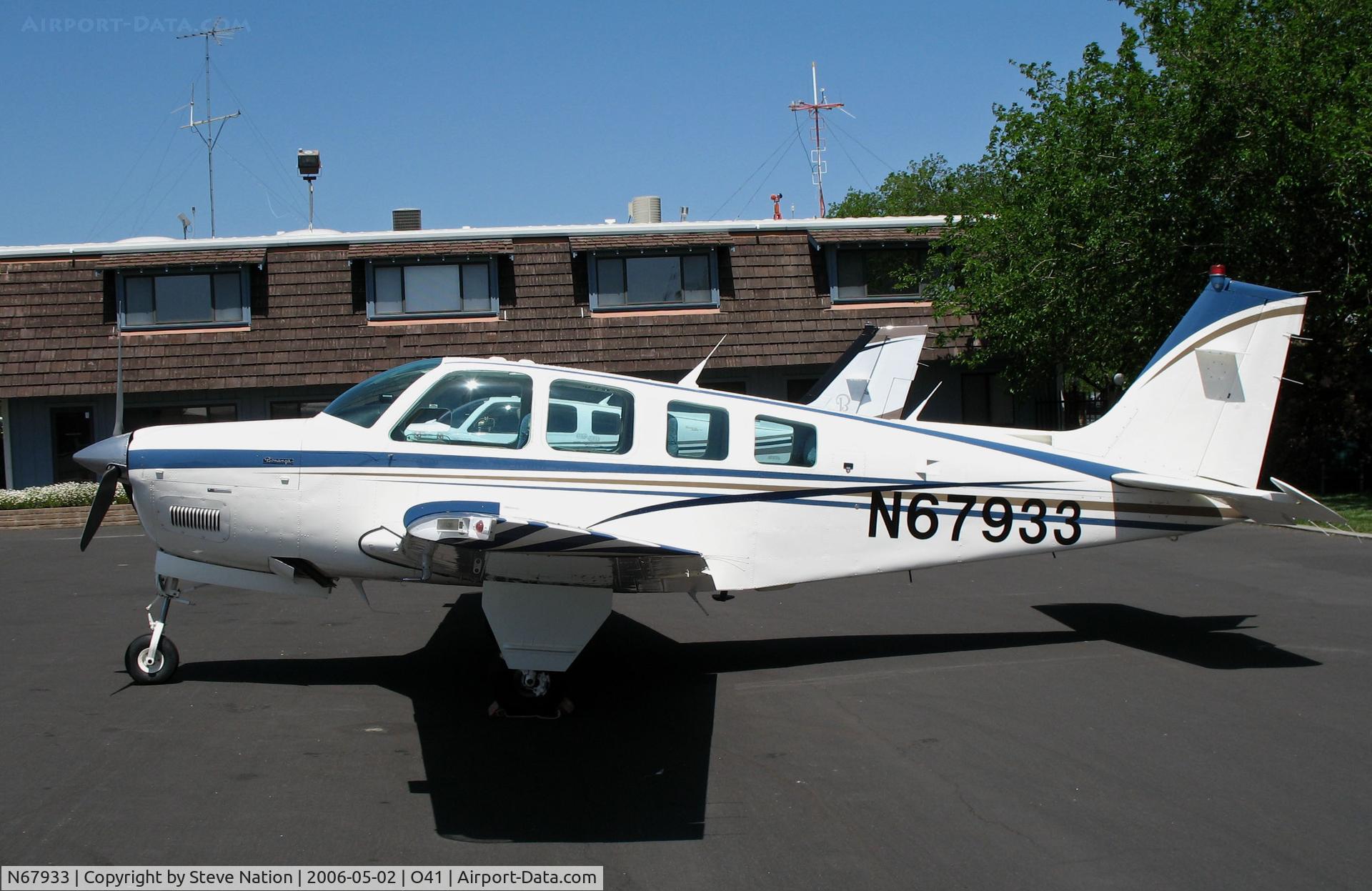 N67933, 1984 Beech A36 Bonanza 36 C/N E-2137, 1984 Beech A36 Bonanza @ Watts-Woodland Airport, CA (cancelled from USCAR on Mar 6, 2007; exported to Japan)