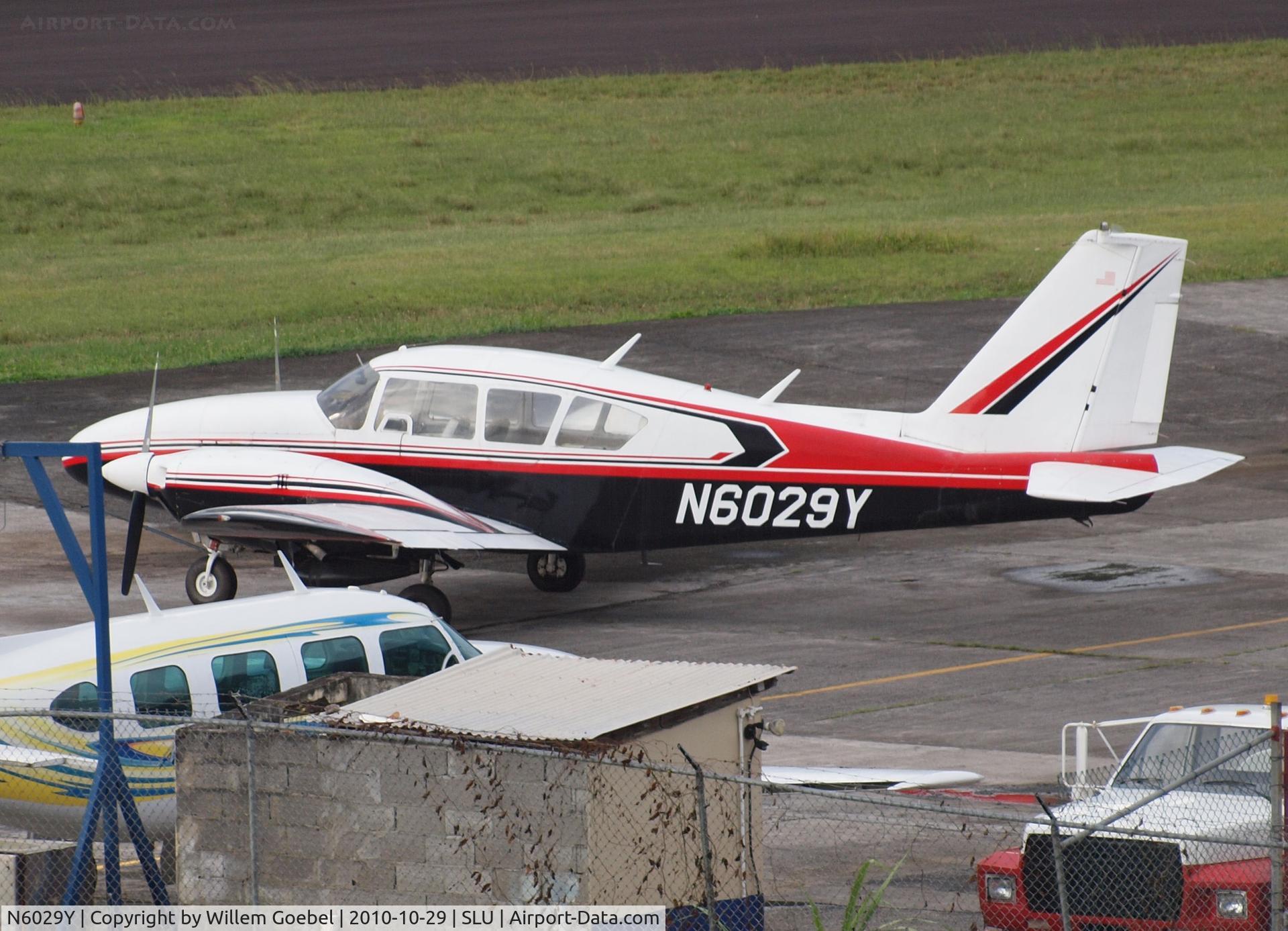 N6029Y, 1966 Piper PA-23-250 C/N 27-3214, Parking on airstrip from Castries on st Lucia.