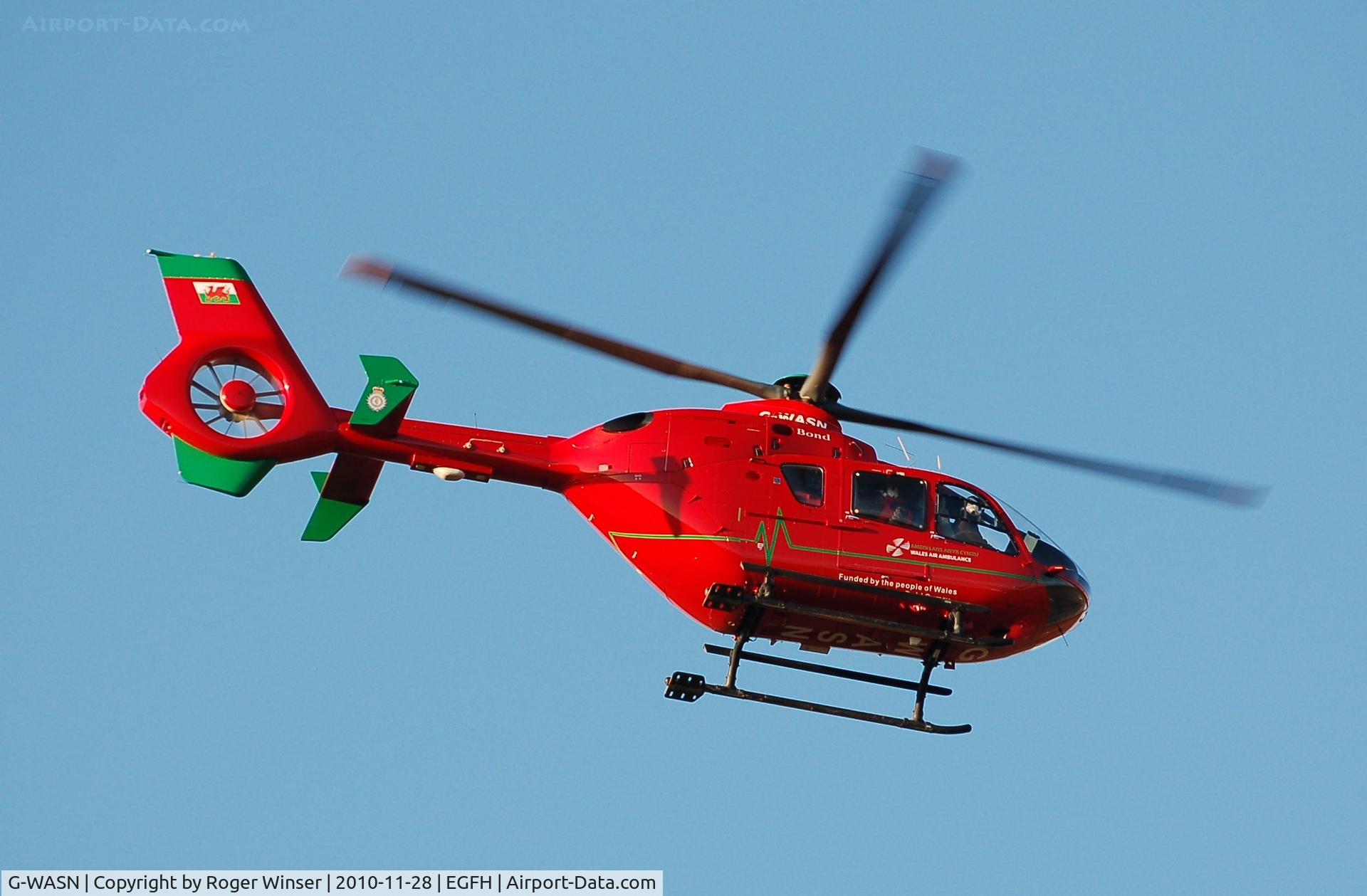 G-WASN, 2008 Eurocopter EC-135T-2+ C/N 0746, South Wales based Wales Air Ambulance helicopter (Helimed 57) responding to an emergency 