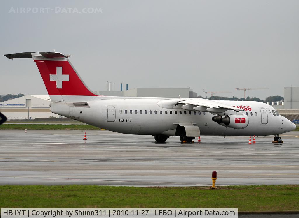 HB-IYT, 2000 British Aerospace Avro 146-RJ100 C/N E3380, Parked at the General Aviation area... Edelweiss Air flight...