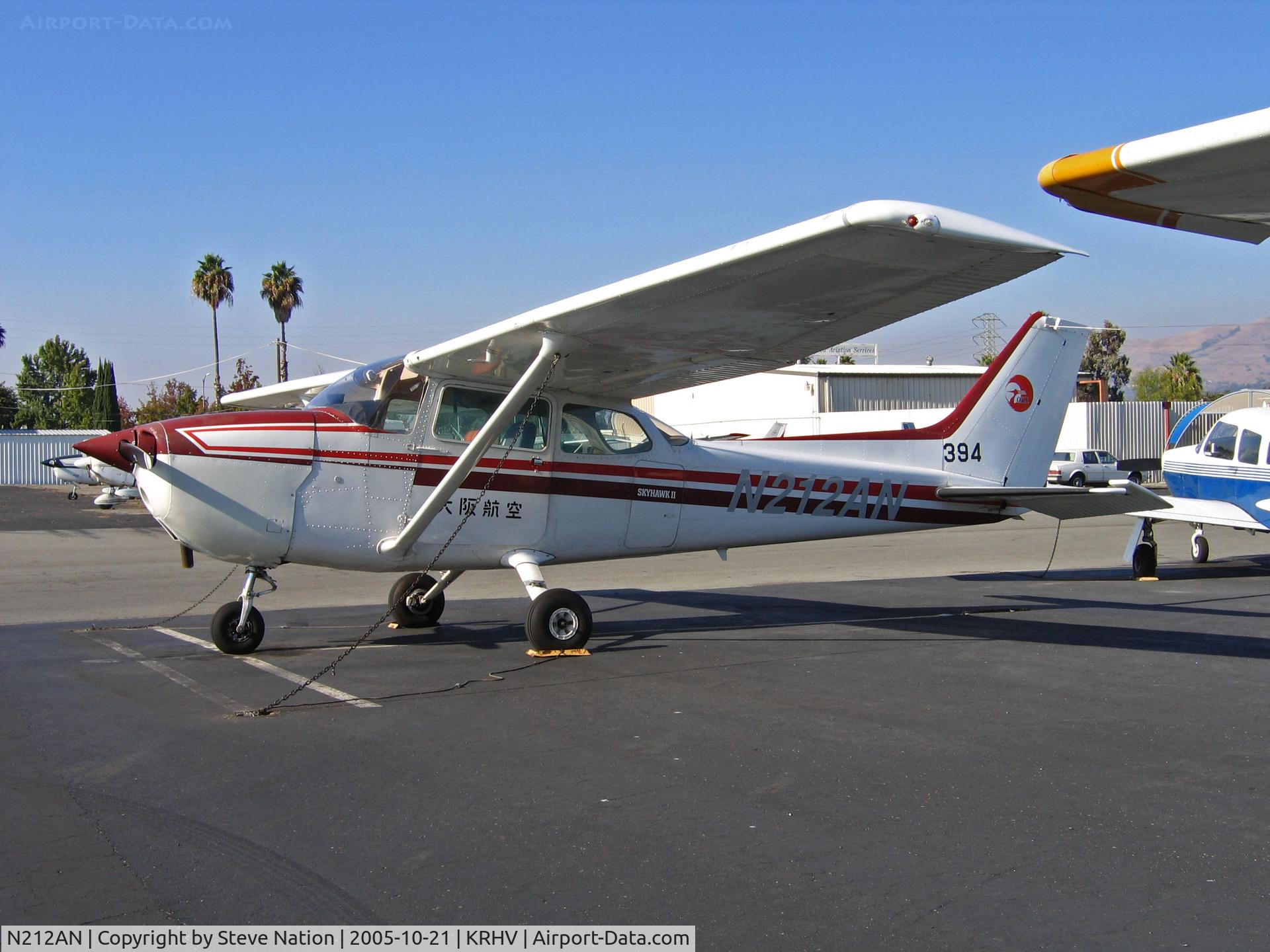 N212AN, 1981 Cessna 172P C/N 17274432, Locally-based 1981 Cessna 172P operated by Nice Air with Japanese titles, red crane an OKK on tail and #394 in bright sunshine this time @ Reid-Hillview Airport, San Jose, CA