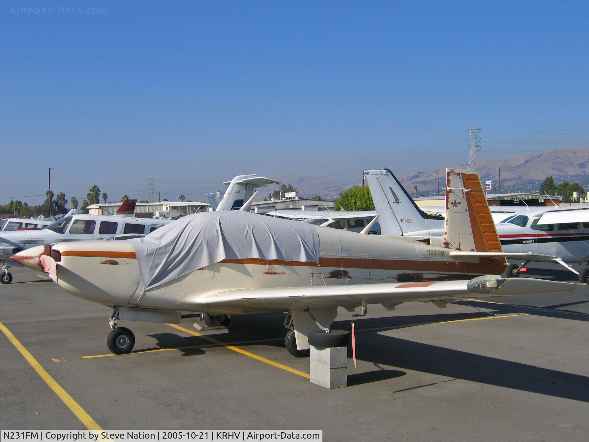 N231FM, 1979 Mooney M20K C/N 25-0223, Locally-based 1979 Mooney M20K with cockpit cover @ Reid-Hillview Airport, San Jose, CA