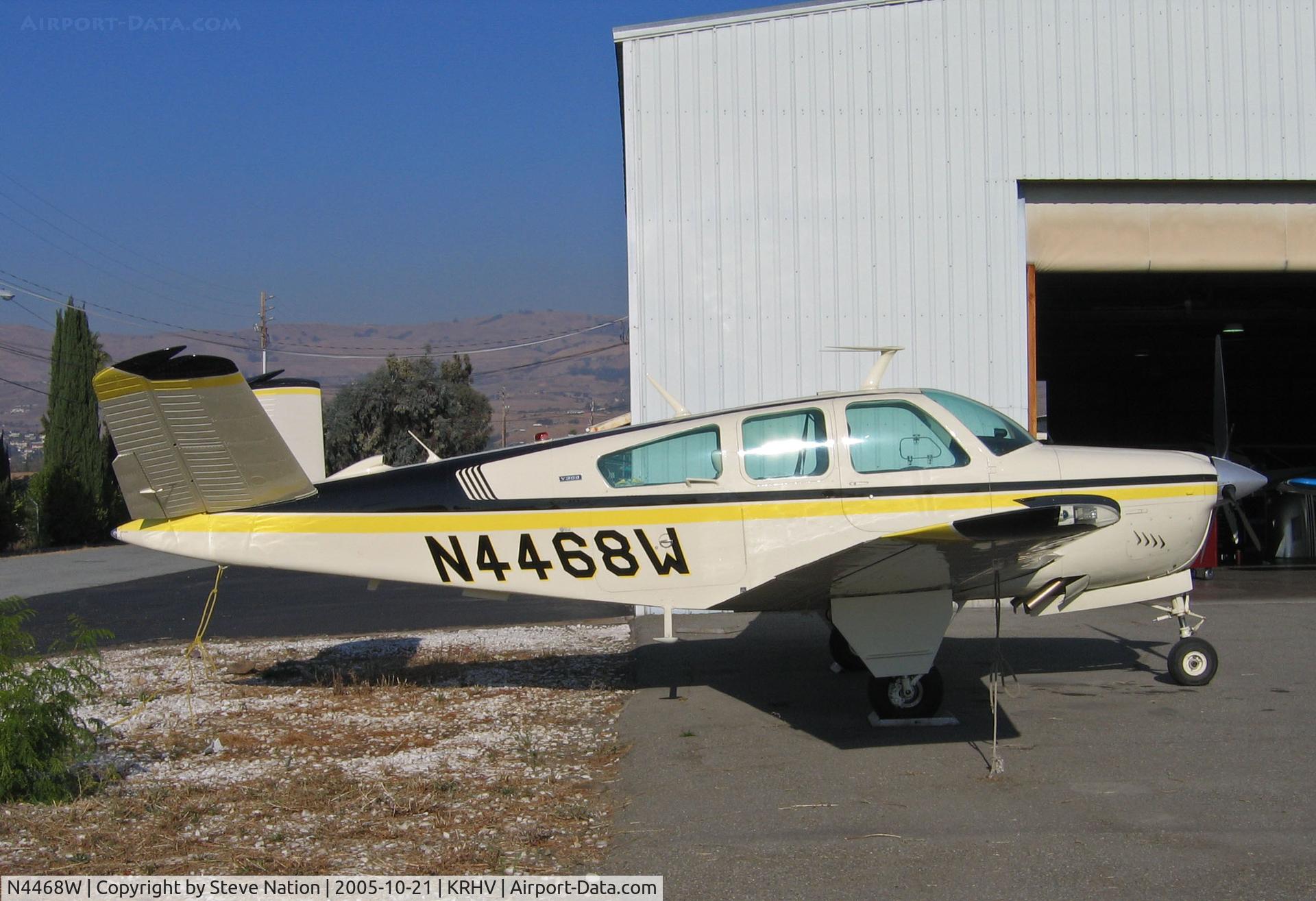 N4468W, 1974 Beech V35B Bonanza C/N D-9604, Locally-based 1974 Beech V35B in brilliant sunshine @ Reid-Hillview (originally Reid's Hillview) Airport, San Jose, CA