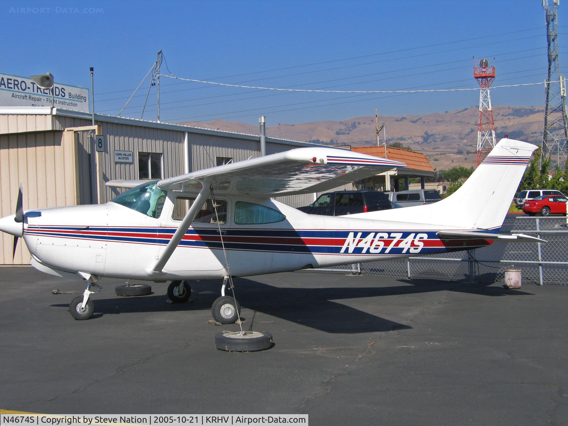 N4674S, Cessna TR182 Turbo Skylane RG C/N R18201376, Locally-based Cessna TR182 in brilliant sunshine @ Reid-Hillview (originally Reid's Hillview) Airport, San Jose, CA