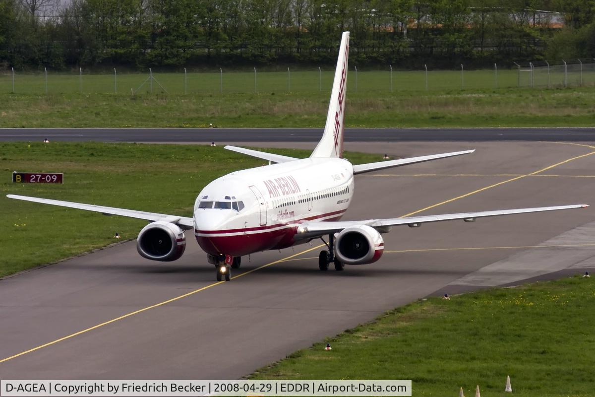 D-AGEA, 1988 Boeing 737-322 C/N 23951, taxying to the gate