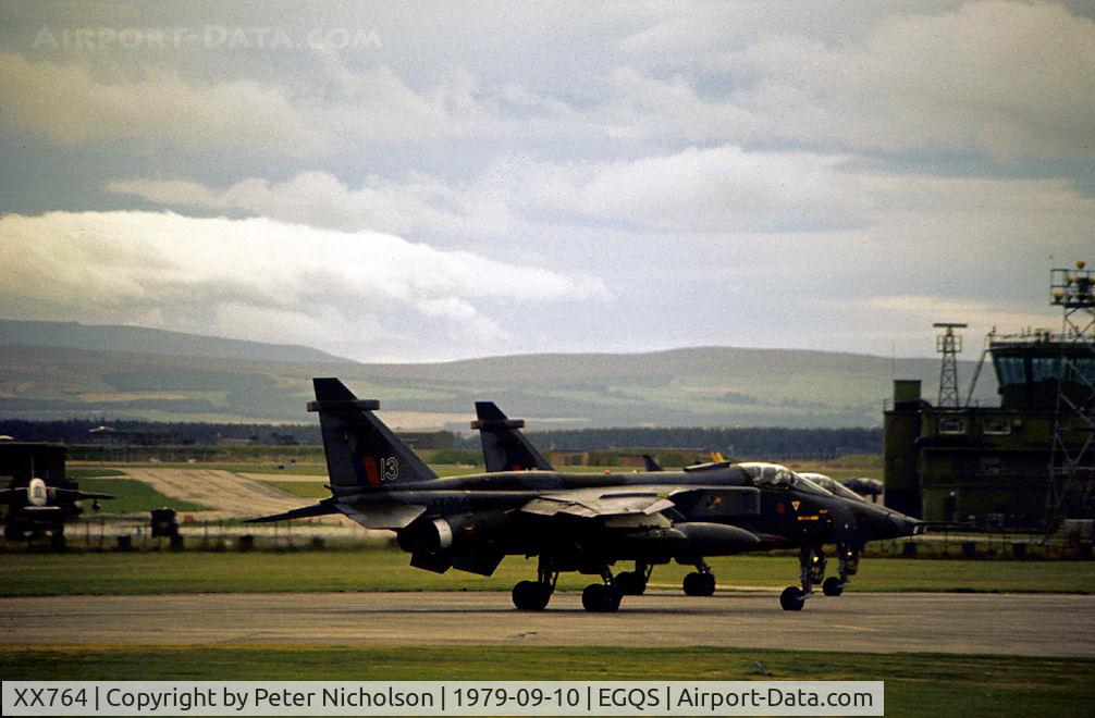 XX764, 1975 Sepecat Jaguar GR.1 C/N S.61, Jaguar GR.1 of 226 Operational Conversion Unit preparing to launch from RAF Lossiemouth in September 1979.