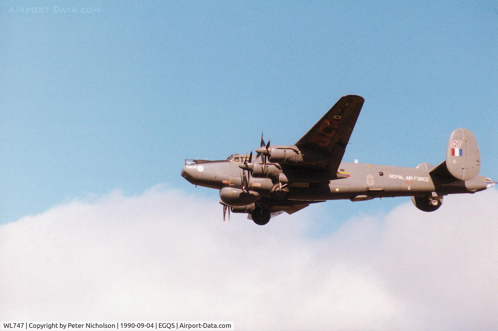 WL747, Avro 716 Shackleton AEW.2 C/N R3/696/239005, Shackleton AEW.2 of 8 Squadron on approach to RAF Lossiemouth in September 1990.
