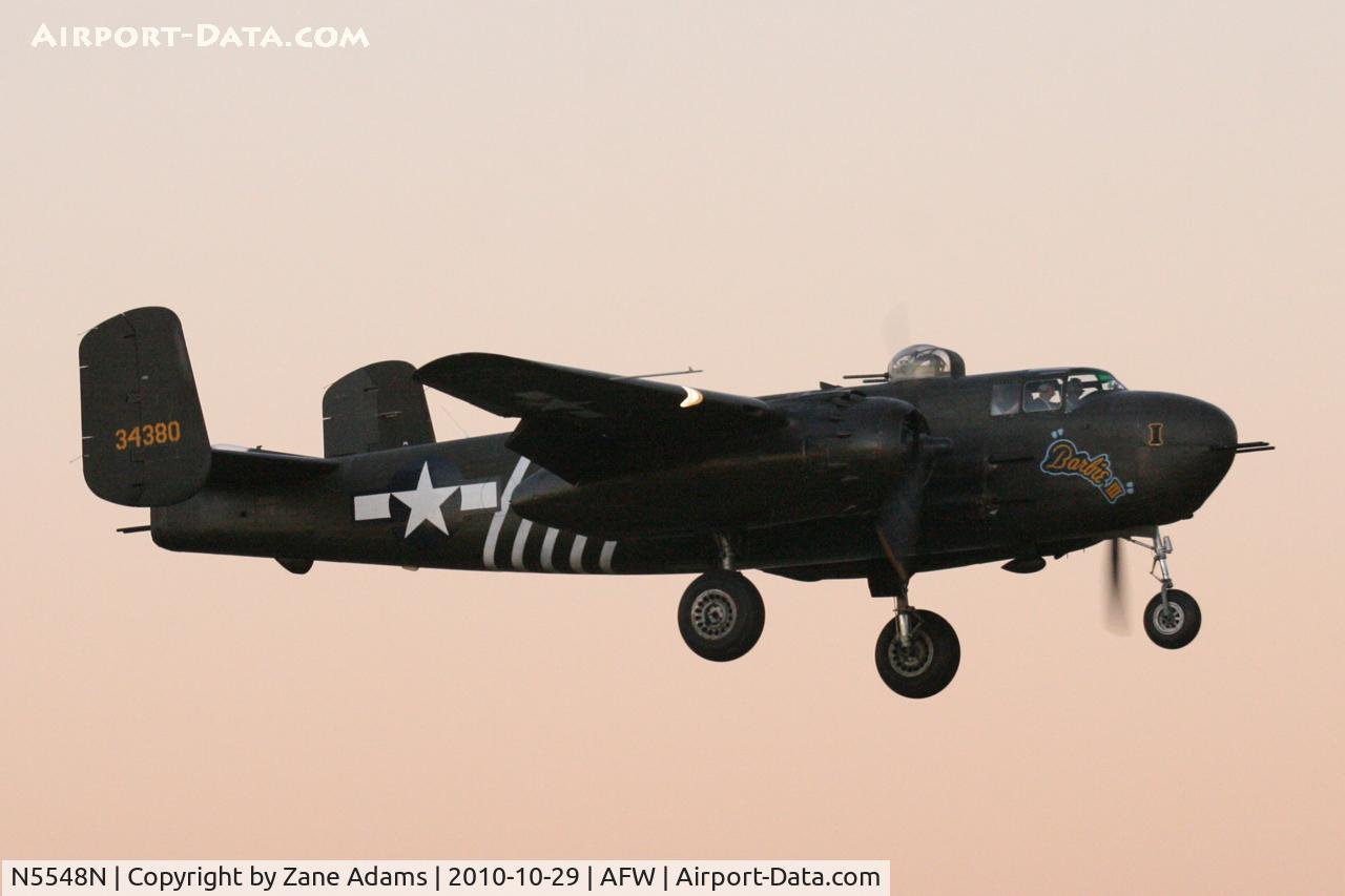 N5548N, 1943 North American B-25H Mitchell C/N 98-21107, At the 2010 Alliance Airshow - Fort Worth, TX

Nice sunset!
