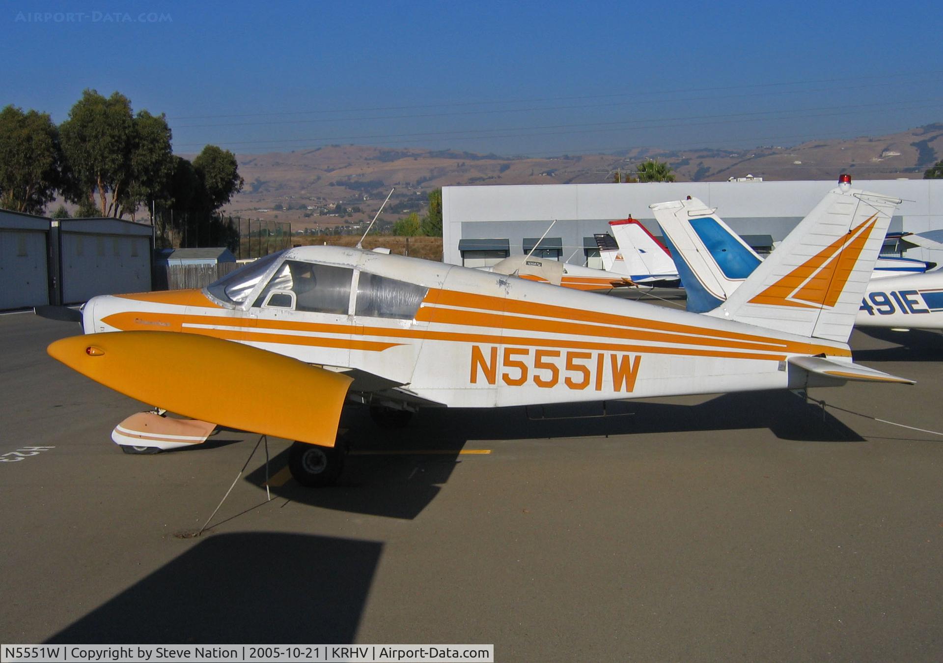 N5551W, 1962 Piper PA-28-150 Cherokee C/N 28-642, Locally-based 1962 Piper PA-28-150 with STOL wingtips poses in bright sunshine @ Reid-Hillview Airport, San Jose, CA