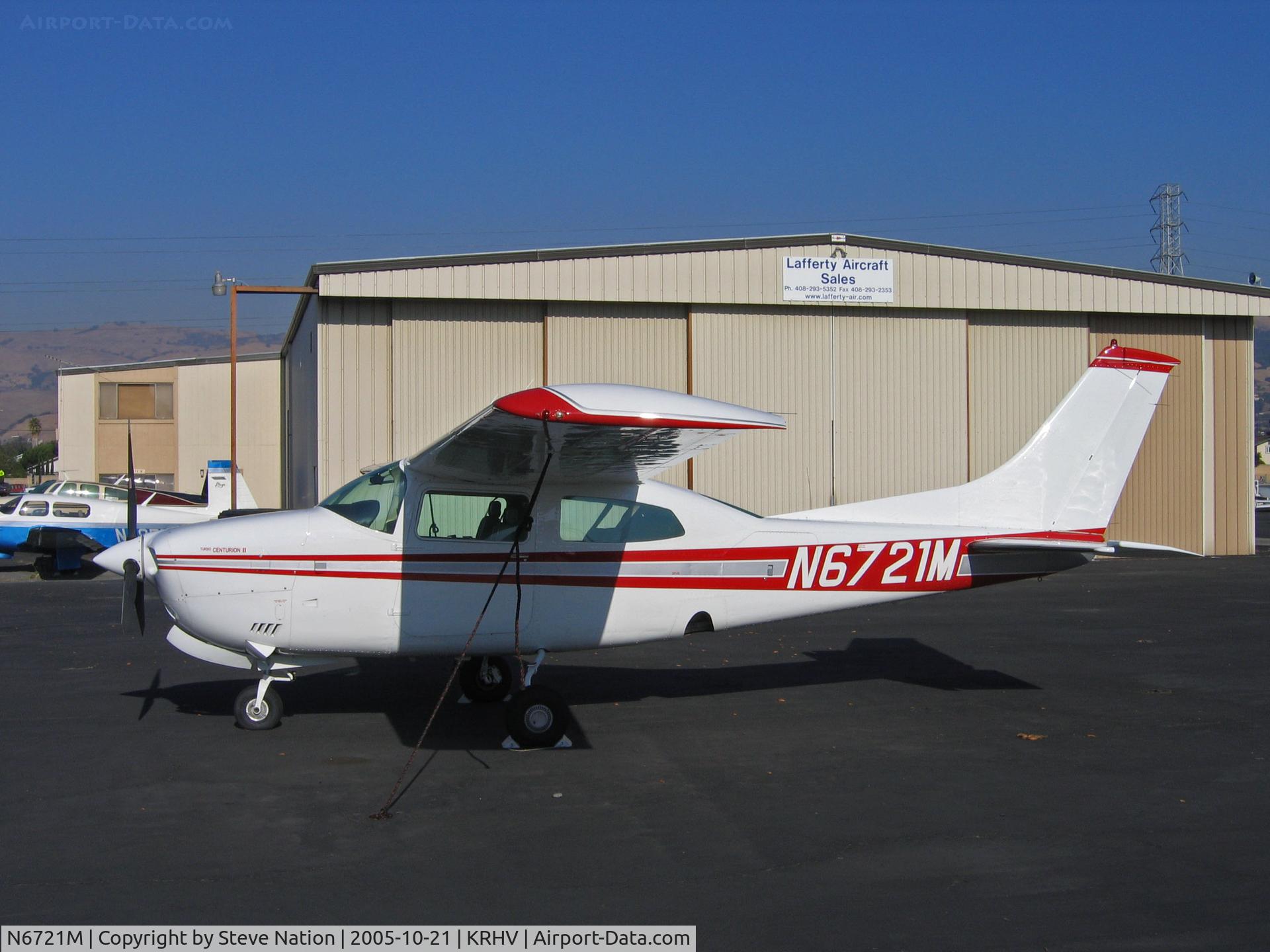 N6721M, 1975 Cessna T210L Turbo Centurion C/N 21061137, Immaculate 1975 Cessna T210L in bright sunshine @ Reid-Hillview Airport, San Jose, CA