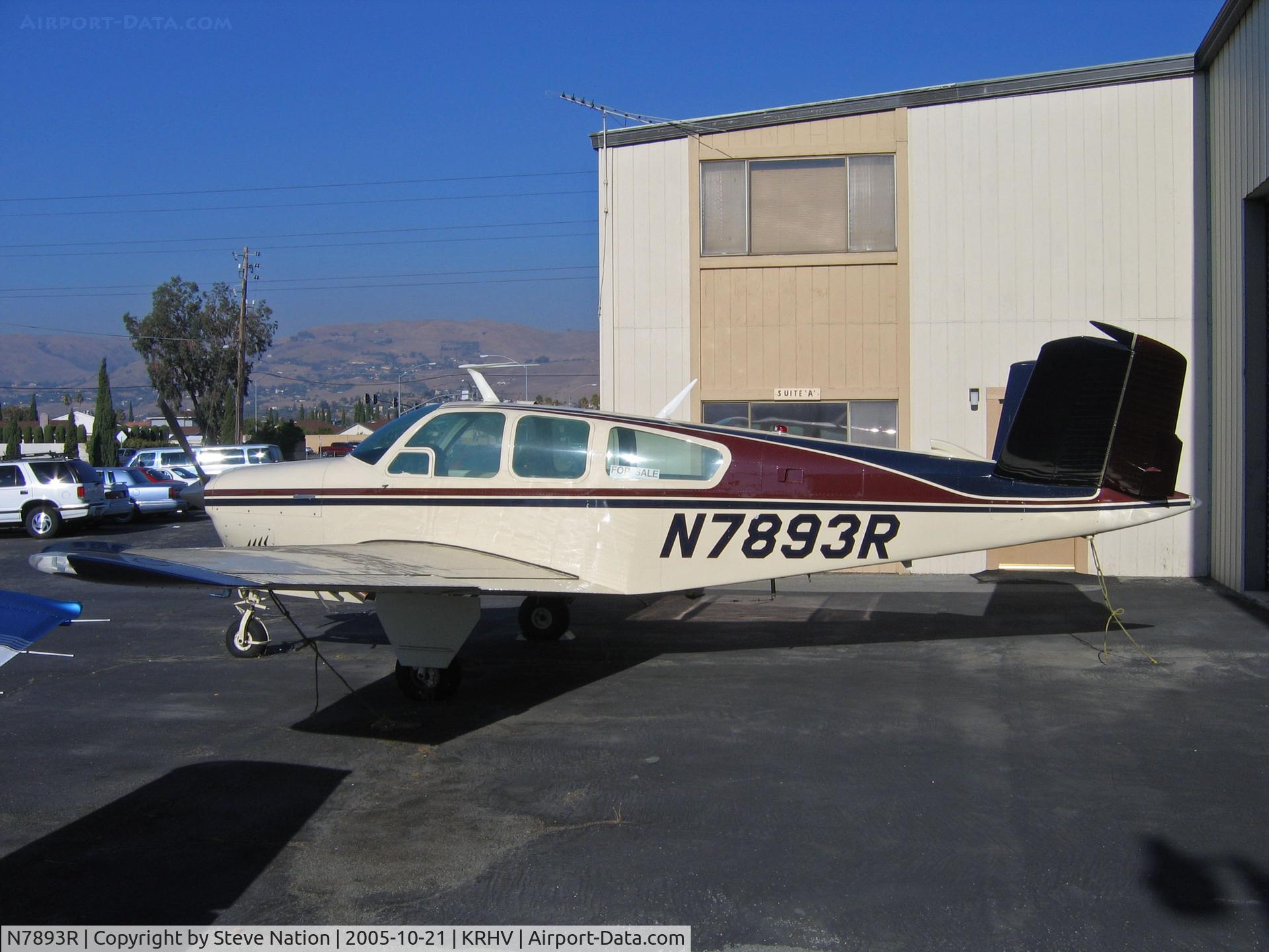 N7893R, 1969 Beech V35A Bonanza C/N D-8945, Locally-based 1969 Beech V35A in bright sunshine @ Reid-Hillview Airport, San Jose, CA (registered to owner in Rincon, GA by Jan 2010)