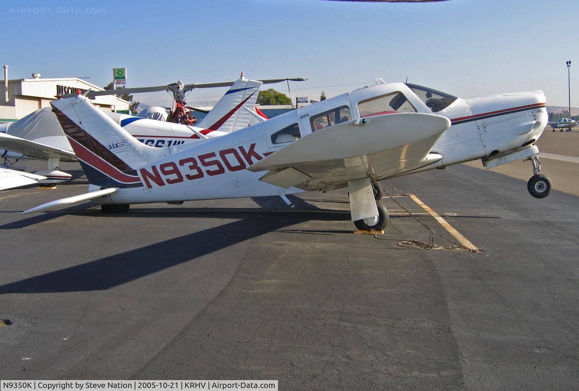N9350K, 1976 Piper PA-28R-200 C/N 28R-7635233, Locally-based 1976 Piper PA-28R-200 operated by ASA and sitting on tail minus prop (panel on spine replaced) @ Reid-Hillview Airport, San Jose, CA