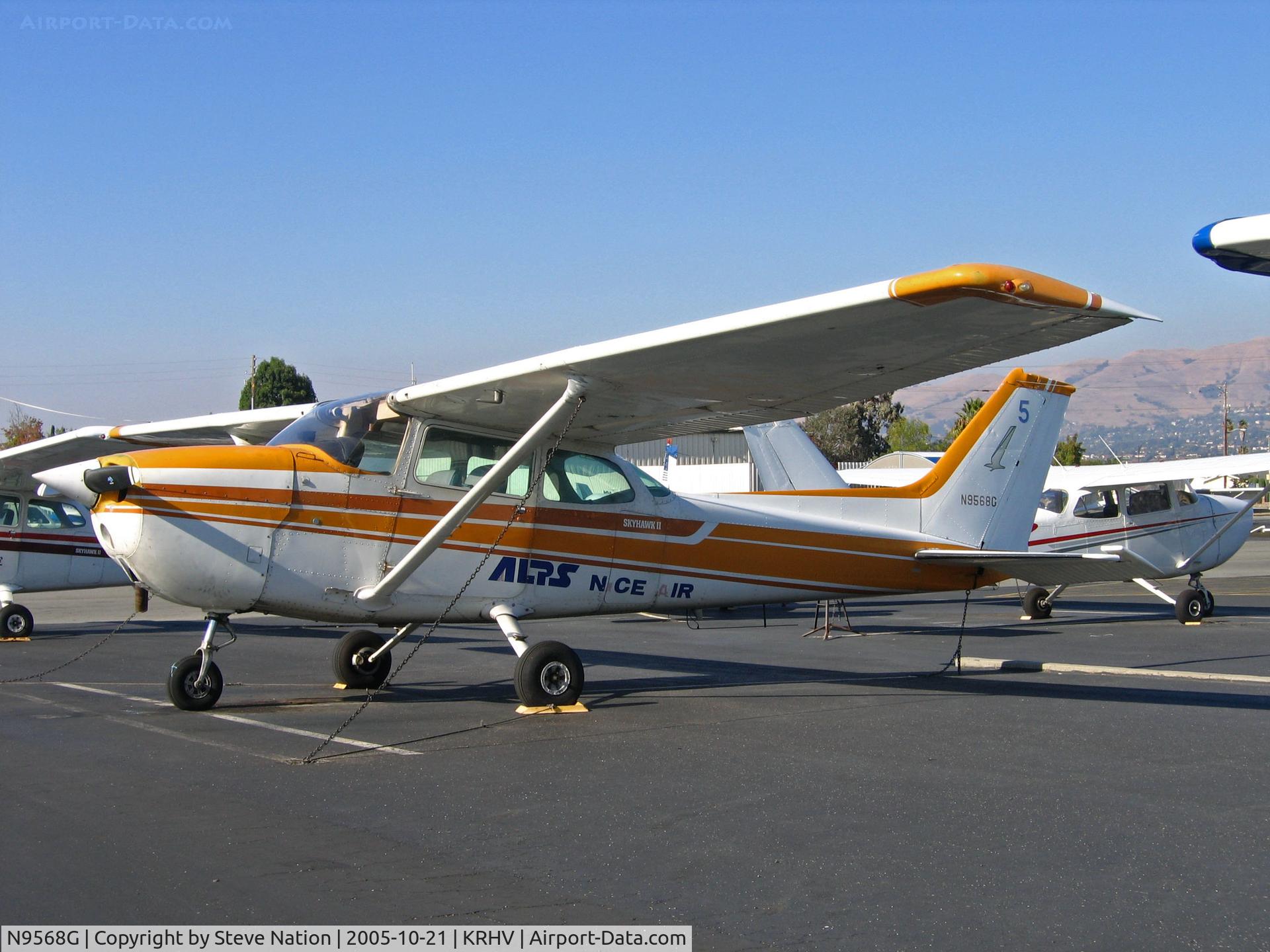 N9568G, 1979 Cessna 172N C/N 17273631, Locally-based 1979 Cessna 172N (fleet # 5) operatred by ALPS Nice Air in brilliant sunshine @ Reid-Hillview Airport, San Jose, CA