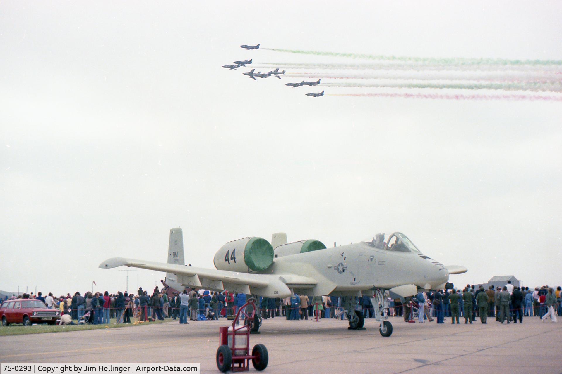 75-0293, 1975 Fairchild Republic A-10A Thunderbolt II C/N A10-0042, 75-0293 at the RAF Mildenhall Airshow 1977.