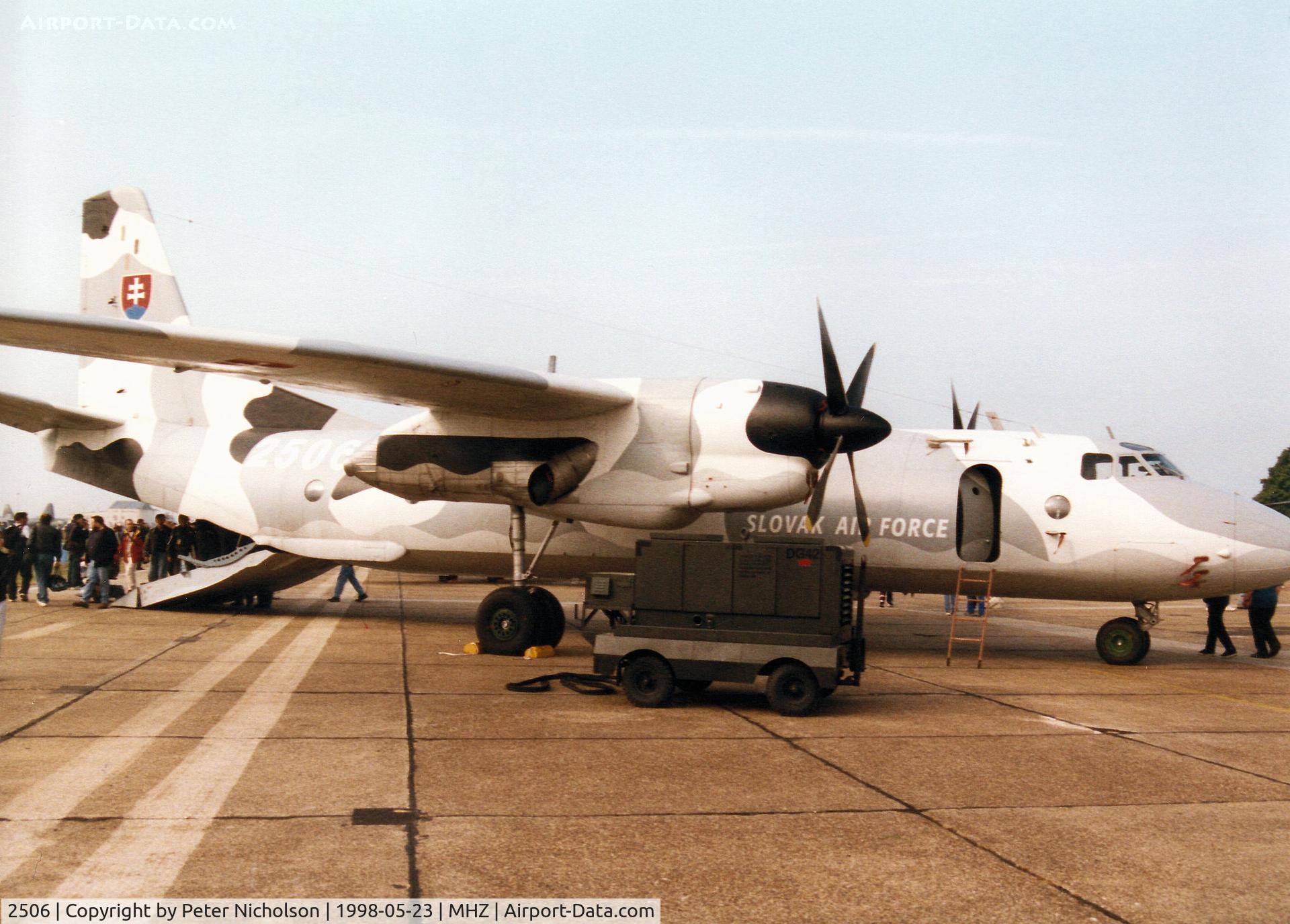 2506, Antonov An-26 C/N 12506, An-26 Curl of the Slovak Air Force on display at the 1998 RAF Mildenhall Air Fete.