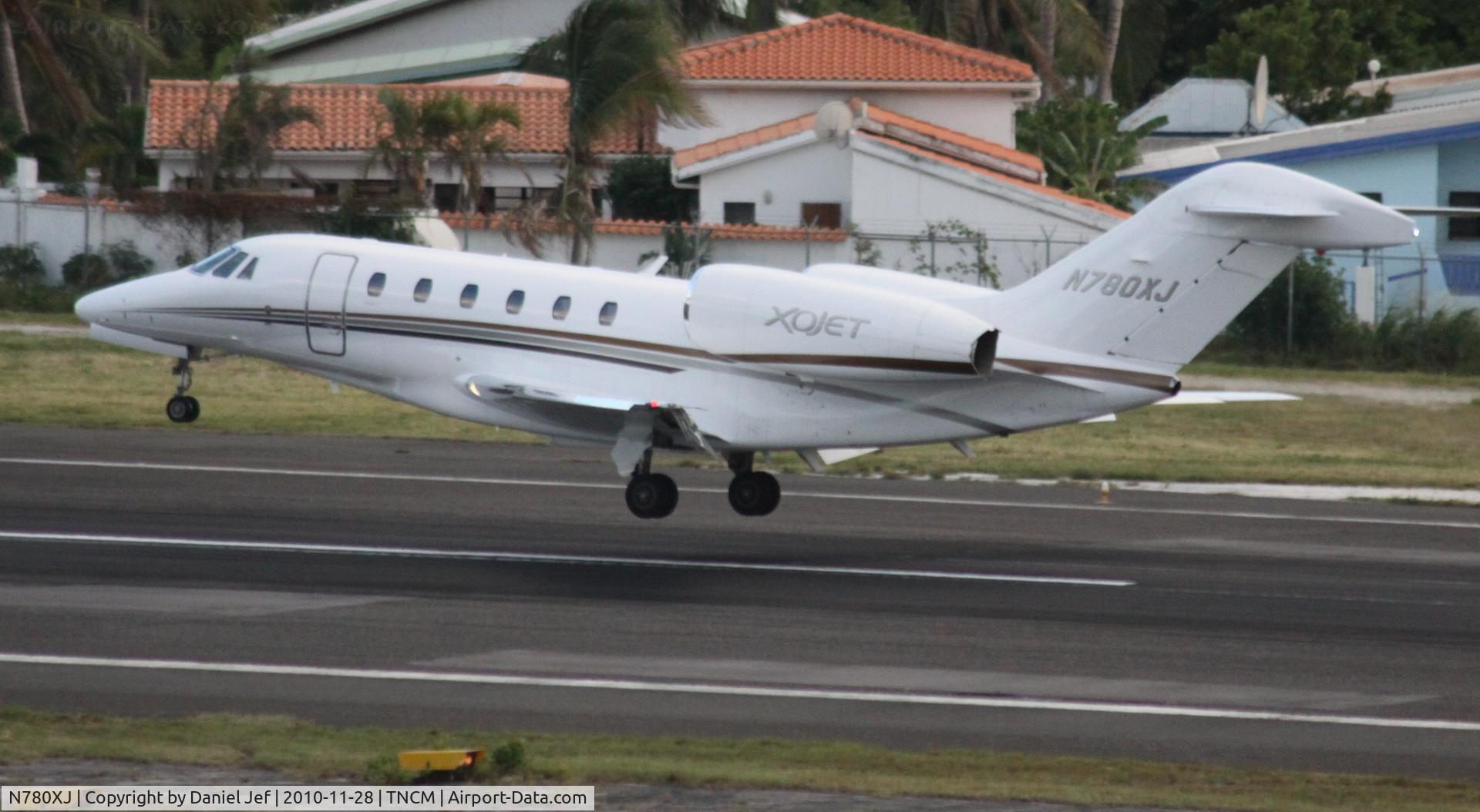 N780XJ, 2007 Cessna 750 Citation X Citation X C/N 750-0280, N780XJ landing at TNCM