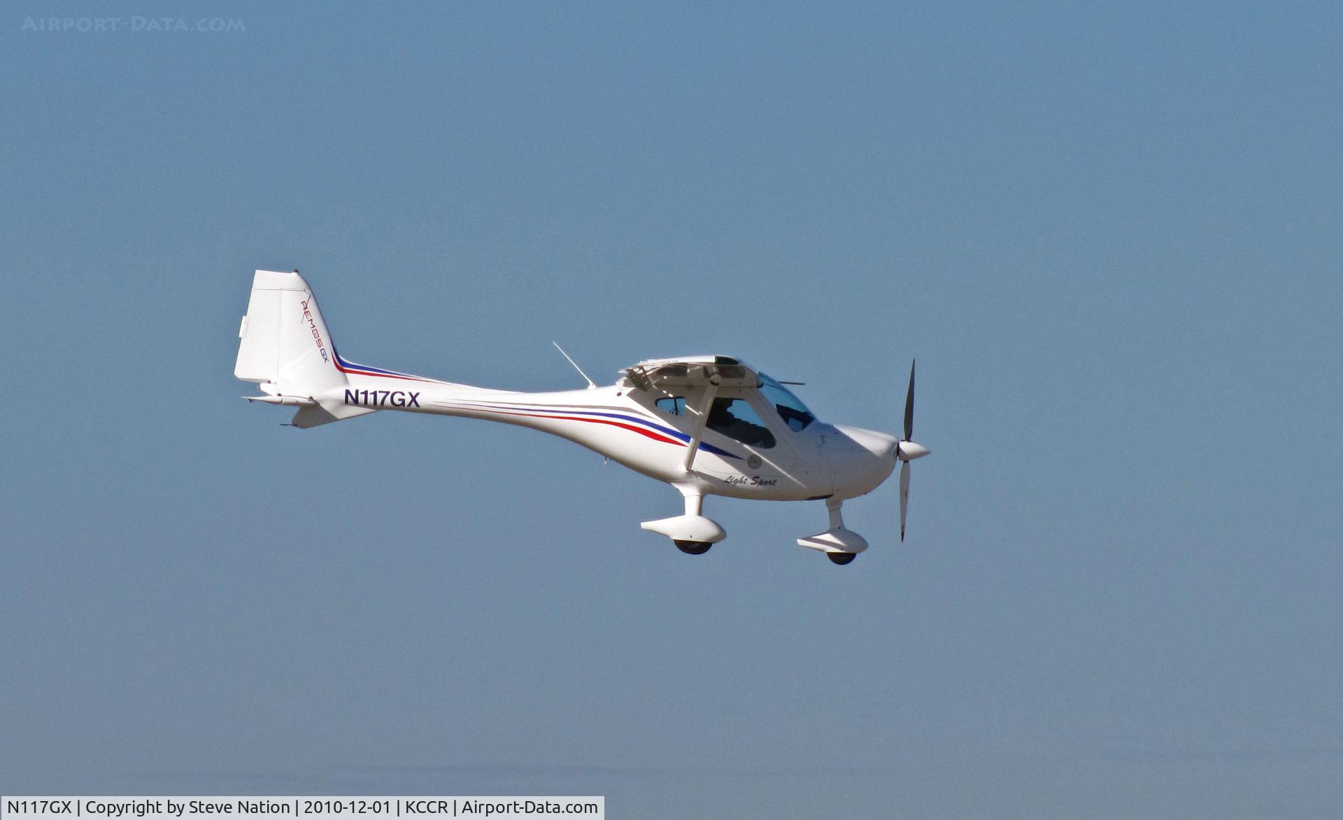 N117GX, Remos GX C/N 302, Locally-based Remos GX operated by Sterling Aviation on final approach to RWY 1L @ Buchanan Field, Concord, CA