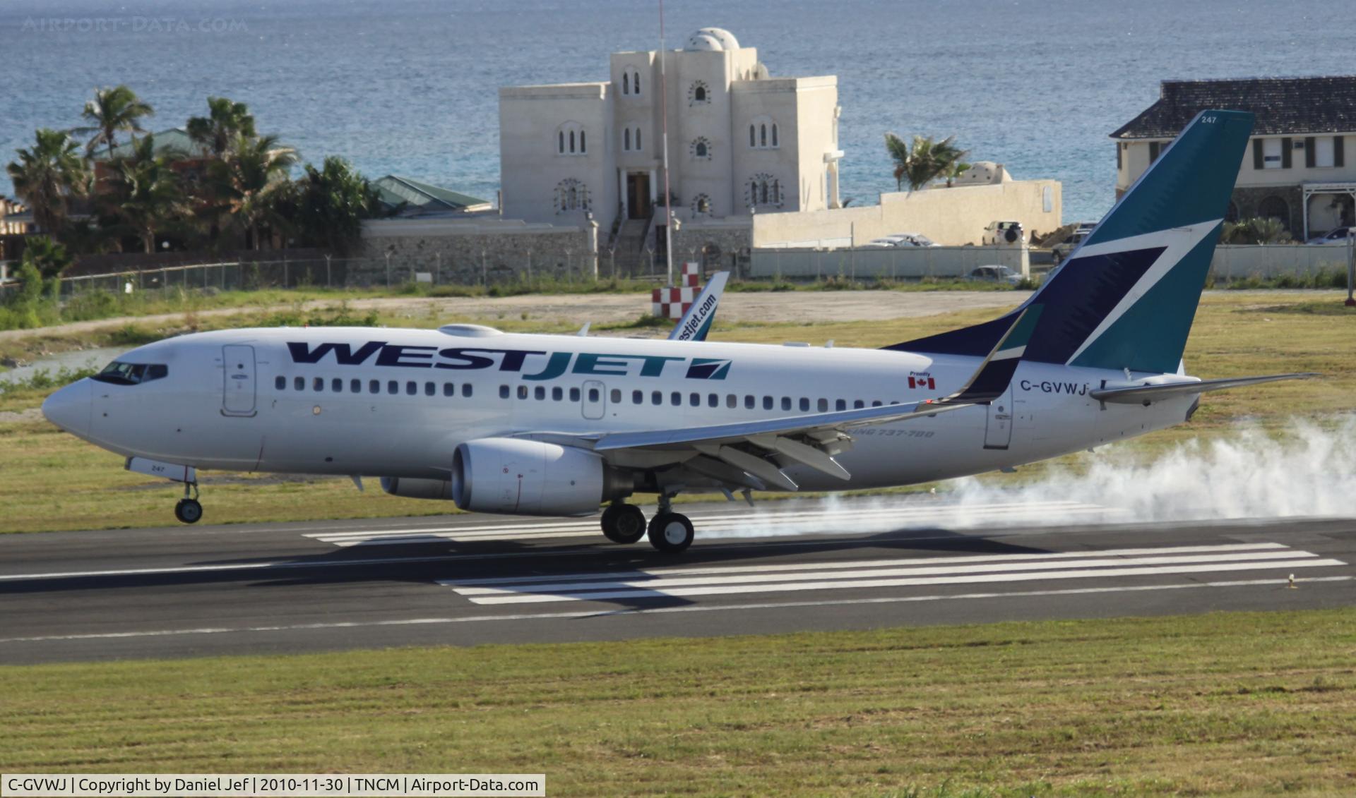 C-GVWJ, 2008 Boeing 737-7CT C/N 36421, Canjet C-GVWJ landing at TNCM