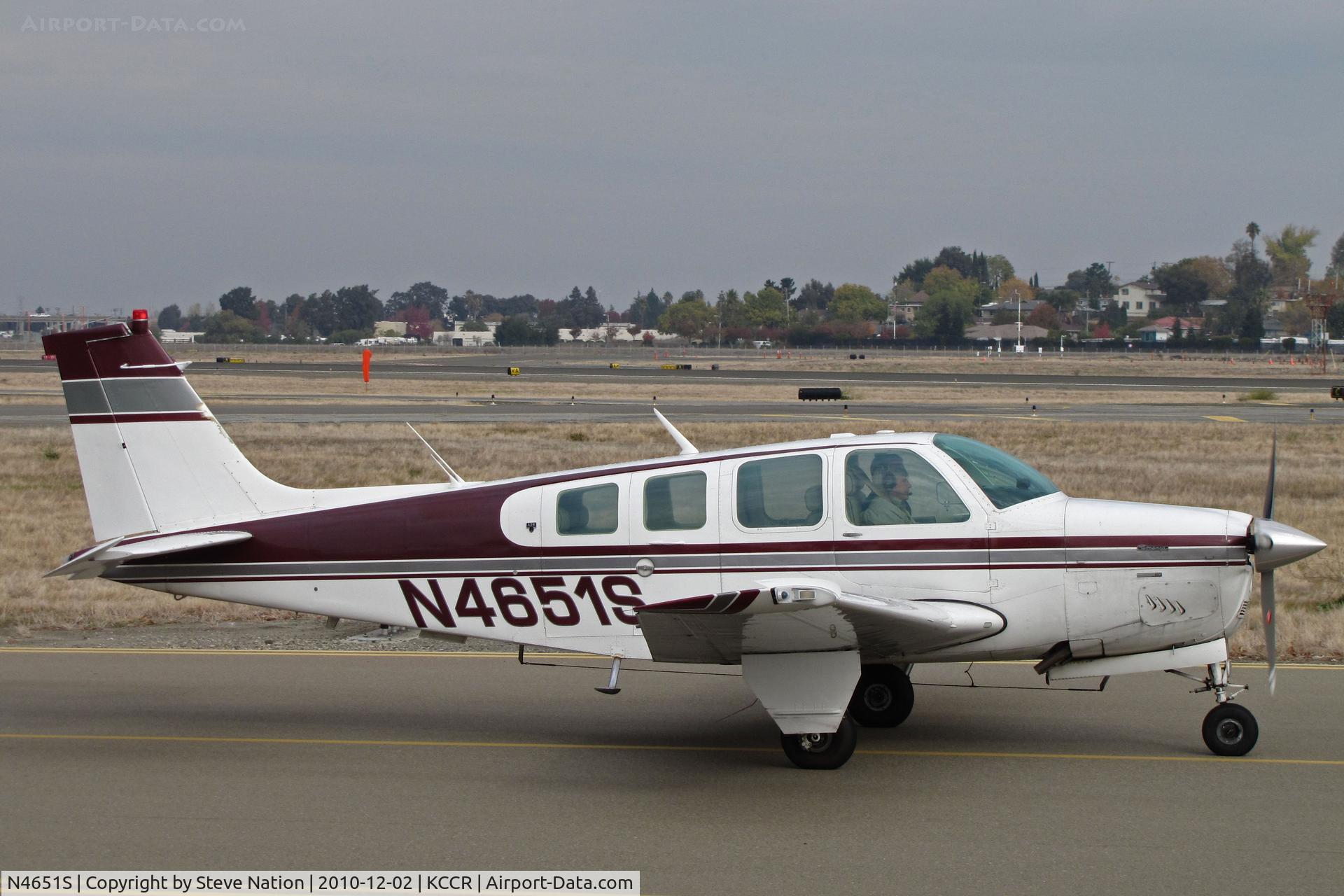 N4651S, 1975 Beech A36 Bonanza 36 C/N E-766, Locally-based 1975 Beech A36 taxis for RWY 32R @ Buchanan Field, Concord, CA