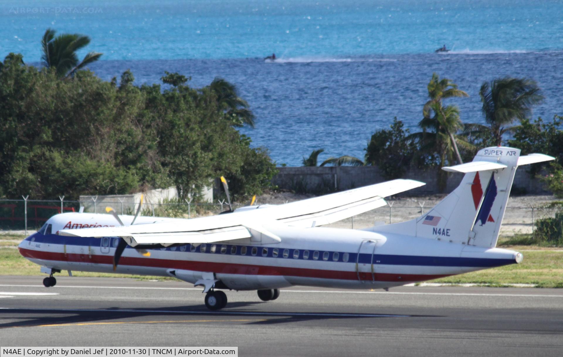 N4AE, 1991 ATR 72-212 C/N 244, American eagle landing at TNCM