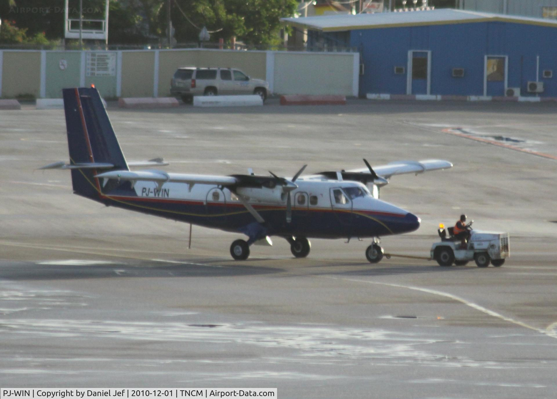 PJ-WIN, 1976 De Havilland Canada DHC-6-300 Twin Otter C/N 518, Winair PJ-WIN being pulled to there parking position