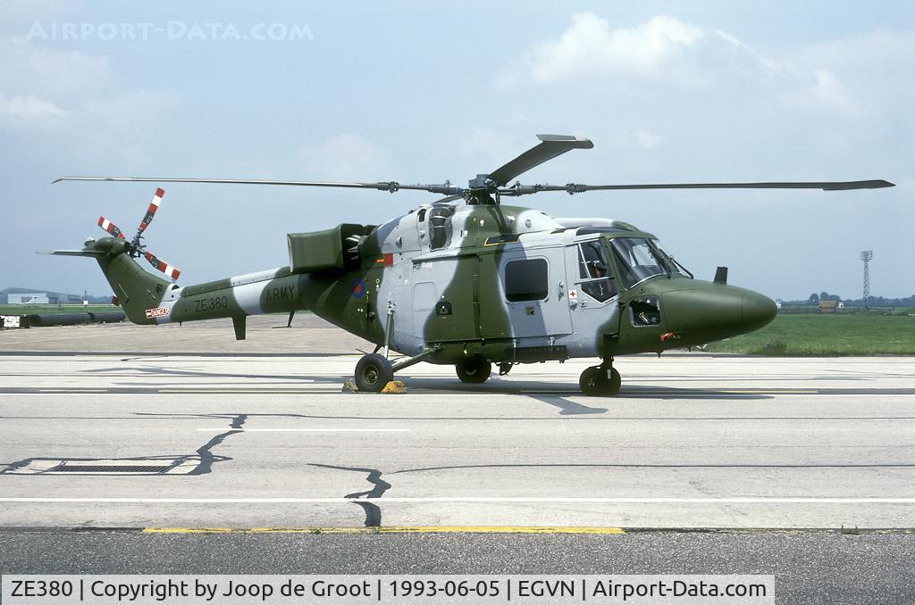 ZE380, 1986 Westland Lynx AH.9 C/N 324, The AH.9 is a rare variant of the Lynx. This one was on the static of the 1993 Brize Norton photo call.