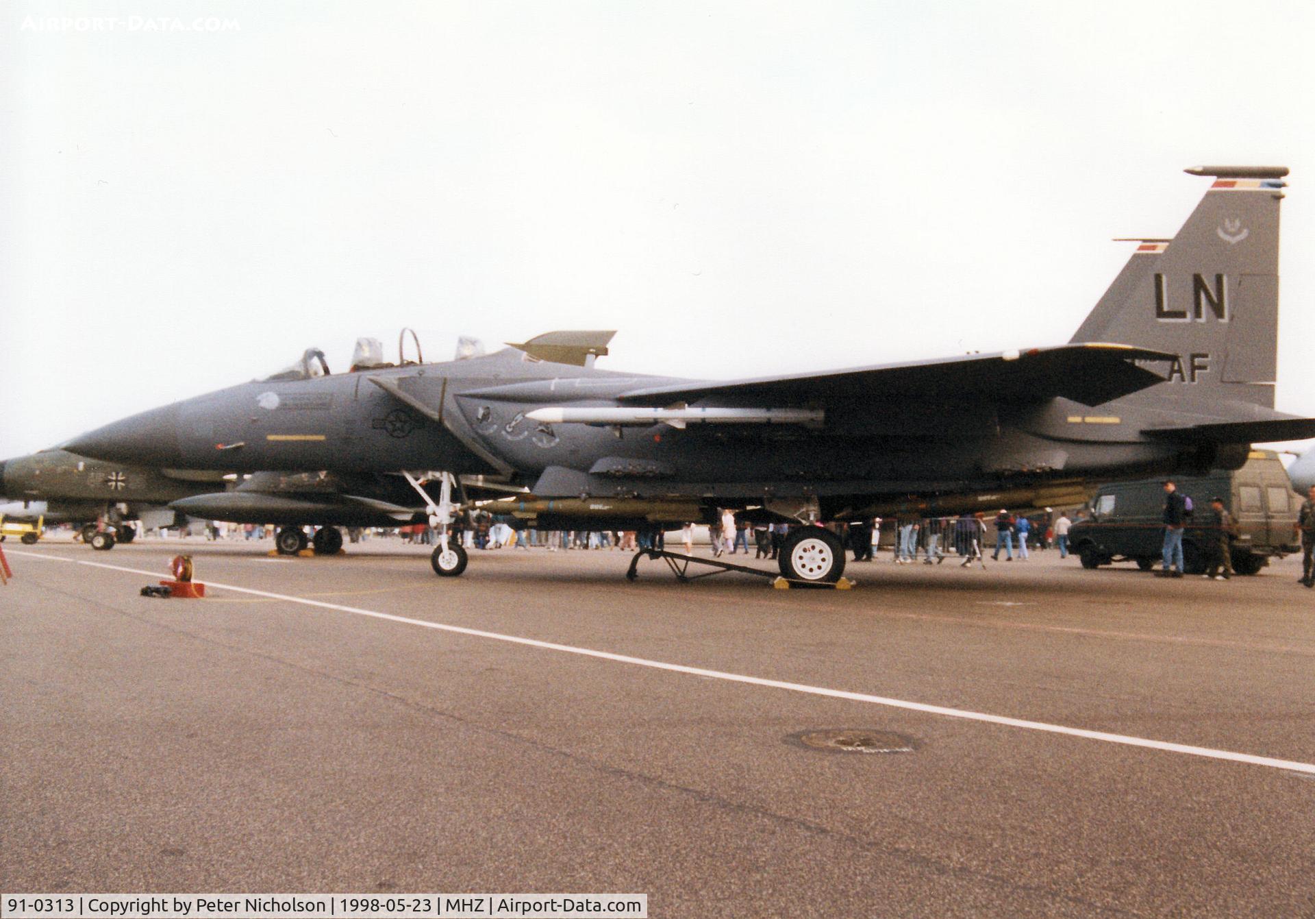 91-0313, 1991 McDonnell Douglas F-15E Strike Eagle C/N 1220/E178, F-15E Strike Eagle of the 48th Fighter Wing at RAF Lakenheath in special markings for the 3rd Air Force Commanding Officer.