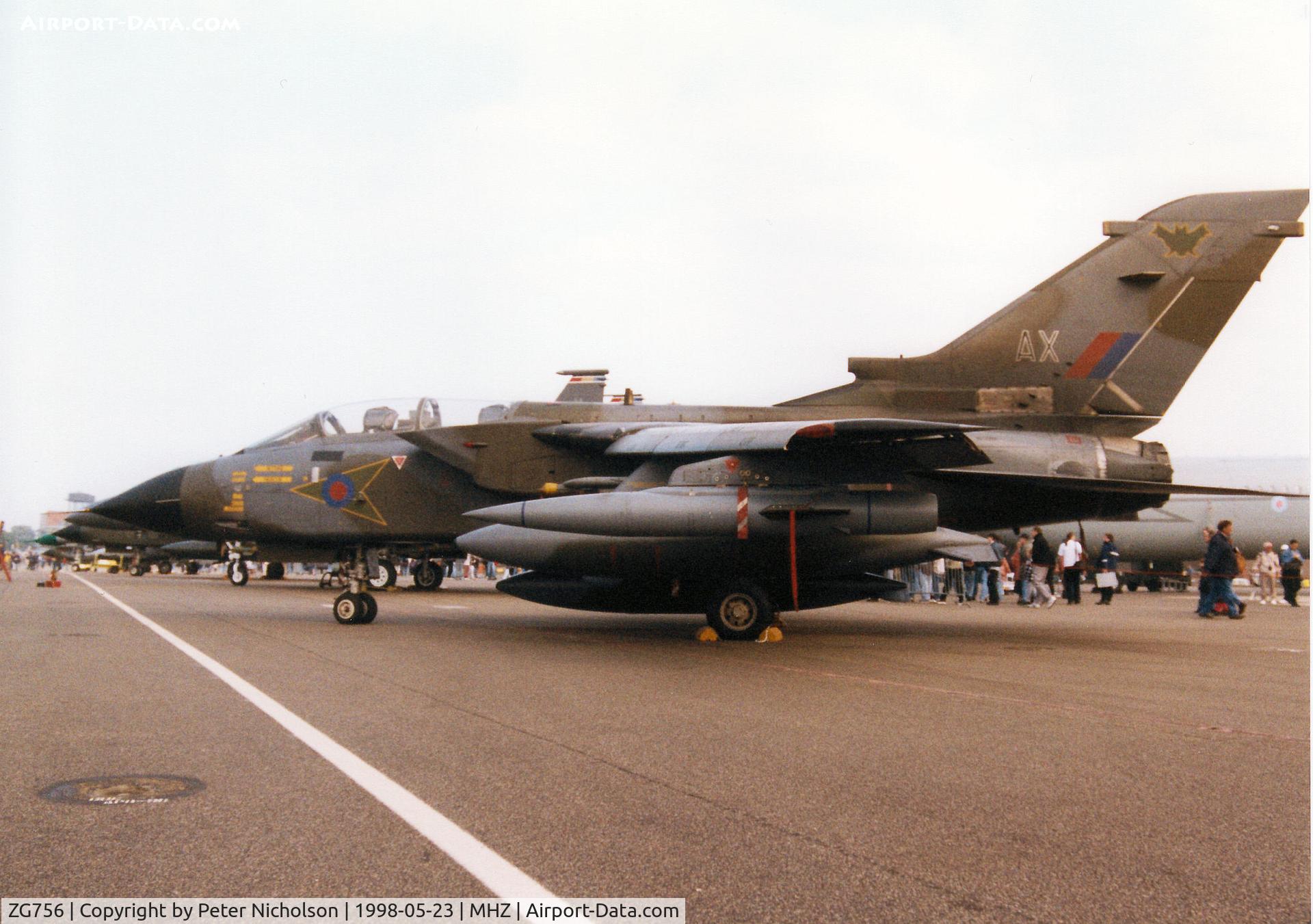 ZG756, 1991 Panavia Tornado GR.1 C/N 880/BT054/3431, Another view of the 9 Squadron Tornado GR.1 on display at the 1998 RAF Mildenhall Air Fete.
