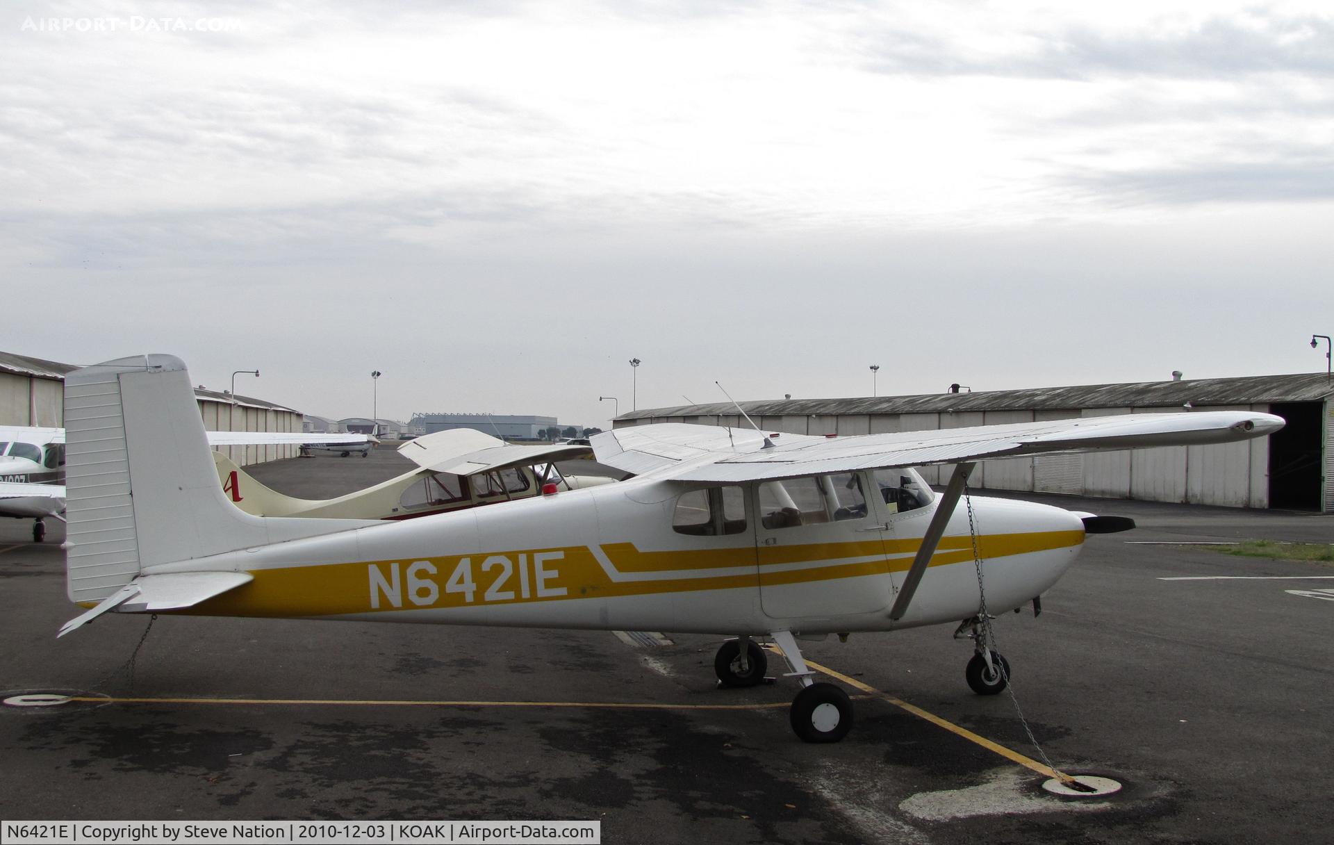 N6421E, 1959 Cessna 172 C/N 46521, Locally-based 1959 straight tail Cessna 172 on general aviation ramp @ Oakland International Airport, CA