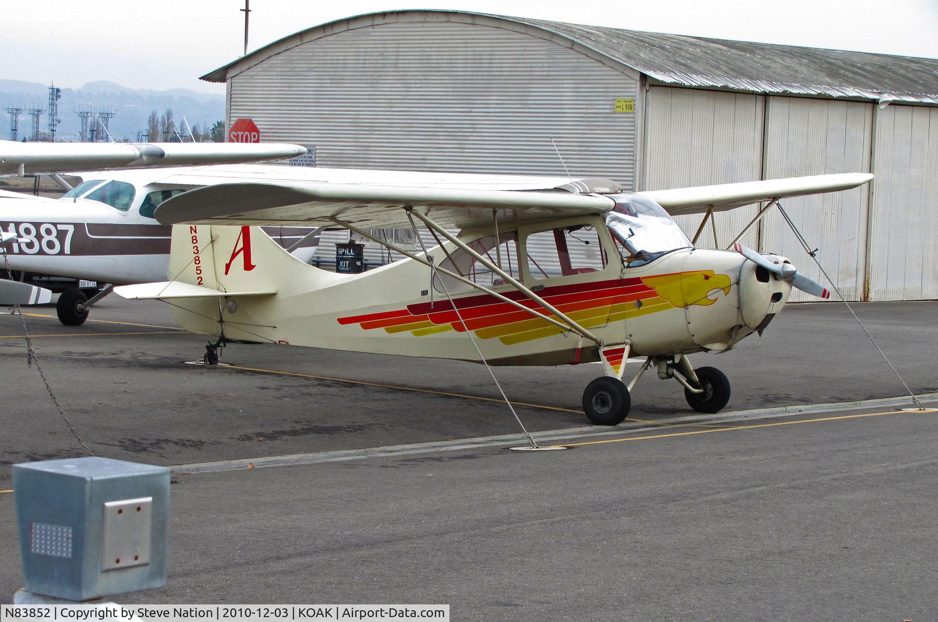N83852, 1946 Aeronca 7AC Champion C/N 7AC-2533, Locally-based 1946 Aerona 7AC sporting cool color scheme on general aviation ramp @ Oakland International Airport, CA
