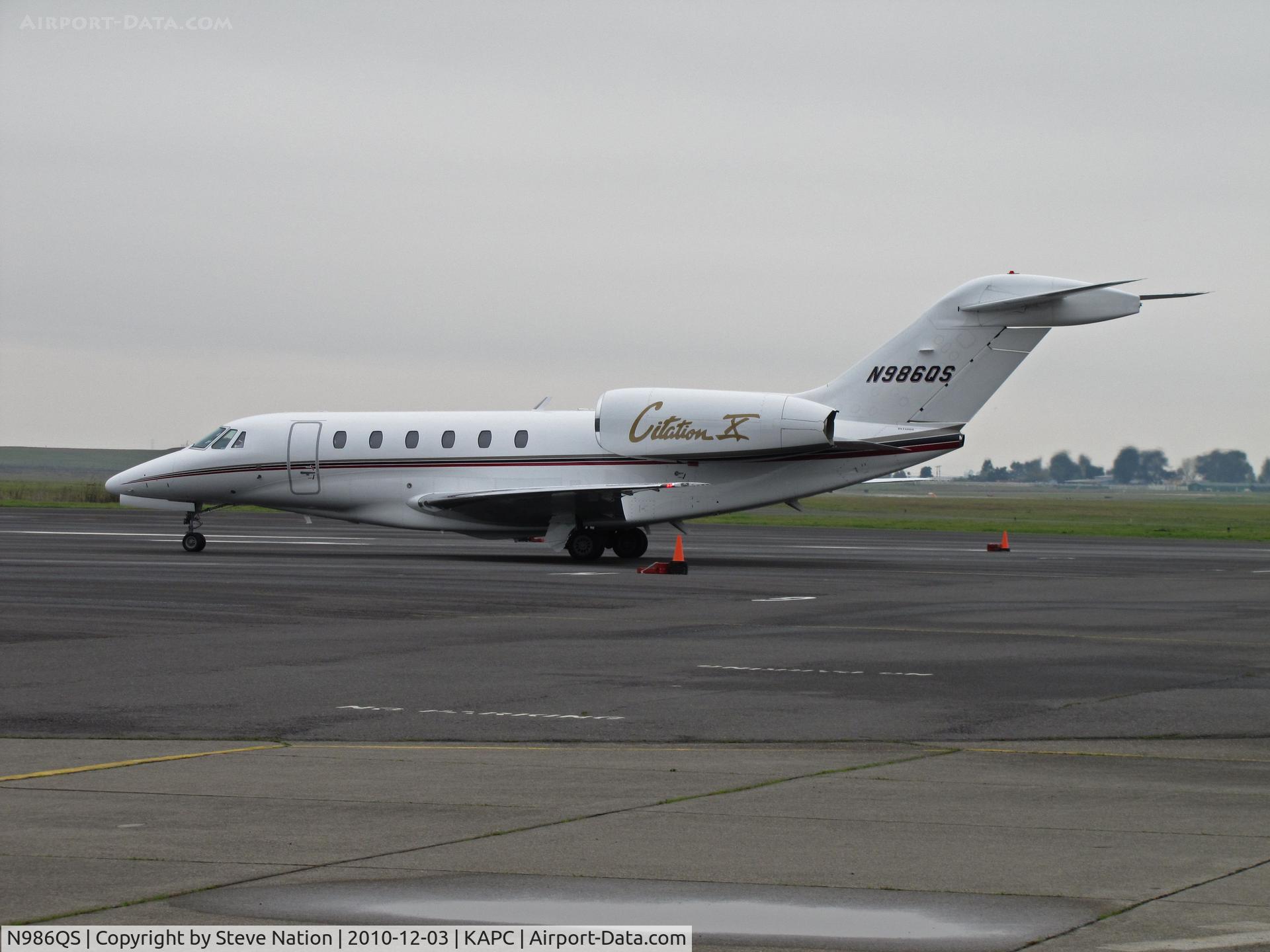 N986QS, 1999 Cessna 750 Citation X C/N 750-0086, NetJets 1999 Cessna 750 returns to ramp with mechanical issue (?) - was going to KSMF (Sacramento Metro Airport, CA) @ Napa County Airport, CA