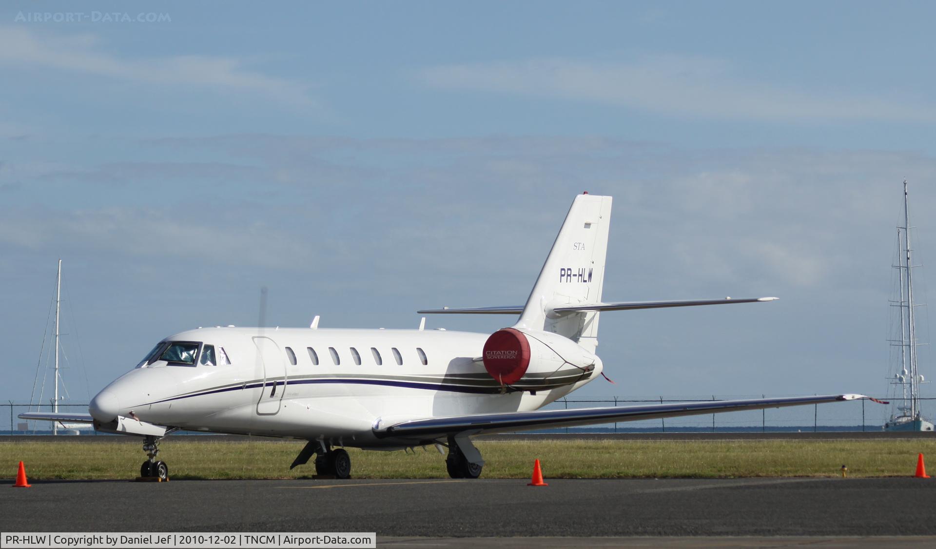 PR-HLW, 2007 Cessna 680 Citation Sovereign C/N 680-0182, PR-HLW park one the east ramp at TNCM