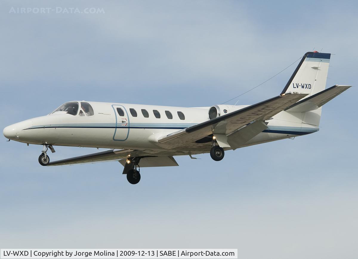 LV-WXD, 1982 Cessna 551 Citation II/SP C/N 551-0396, On final to RWY 31.