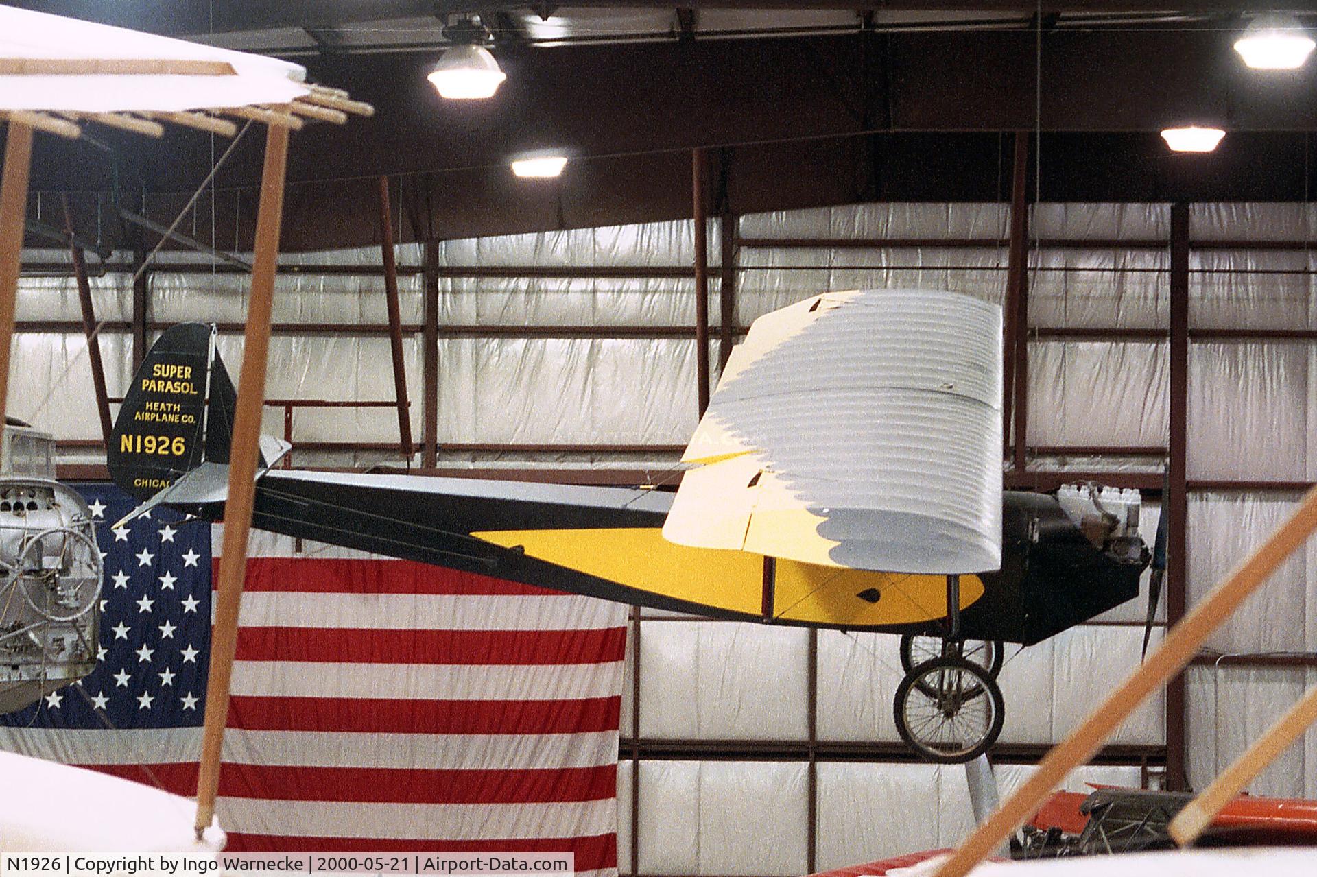 N1926, 1928 Heath LNA-40 Super Parasol C/N 31919, Heath (Garber) Super Parasol at the Virginia Aviation Museum, Sandston VA