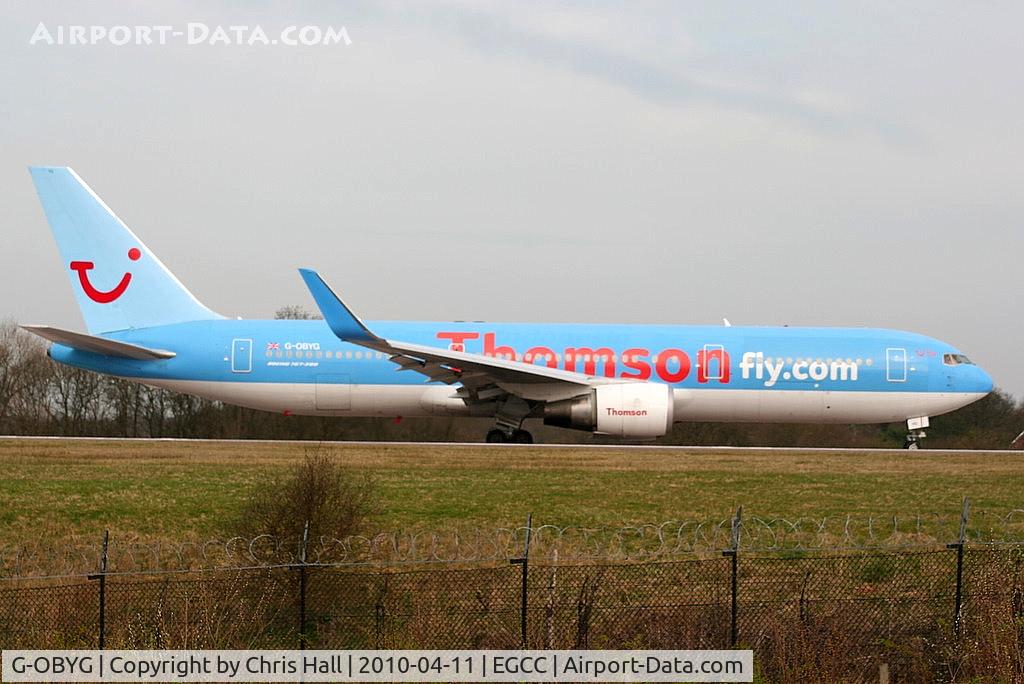 G-OBYG, 1999 Boeing 767-304 C/N 29137, Thomson B767 lining up on RW05L