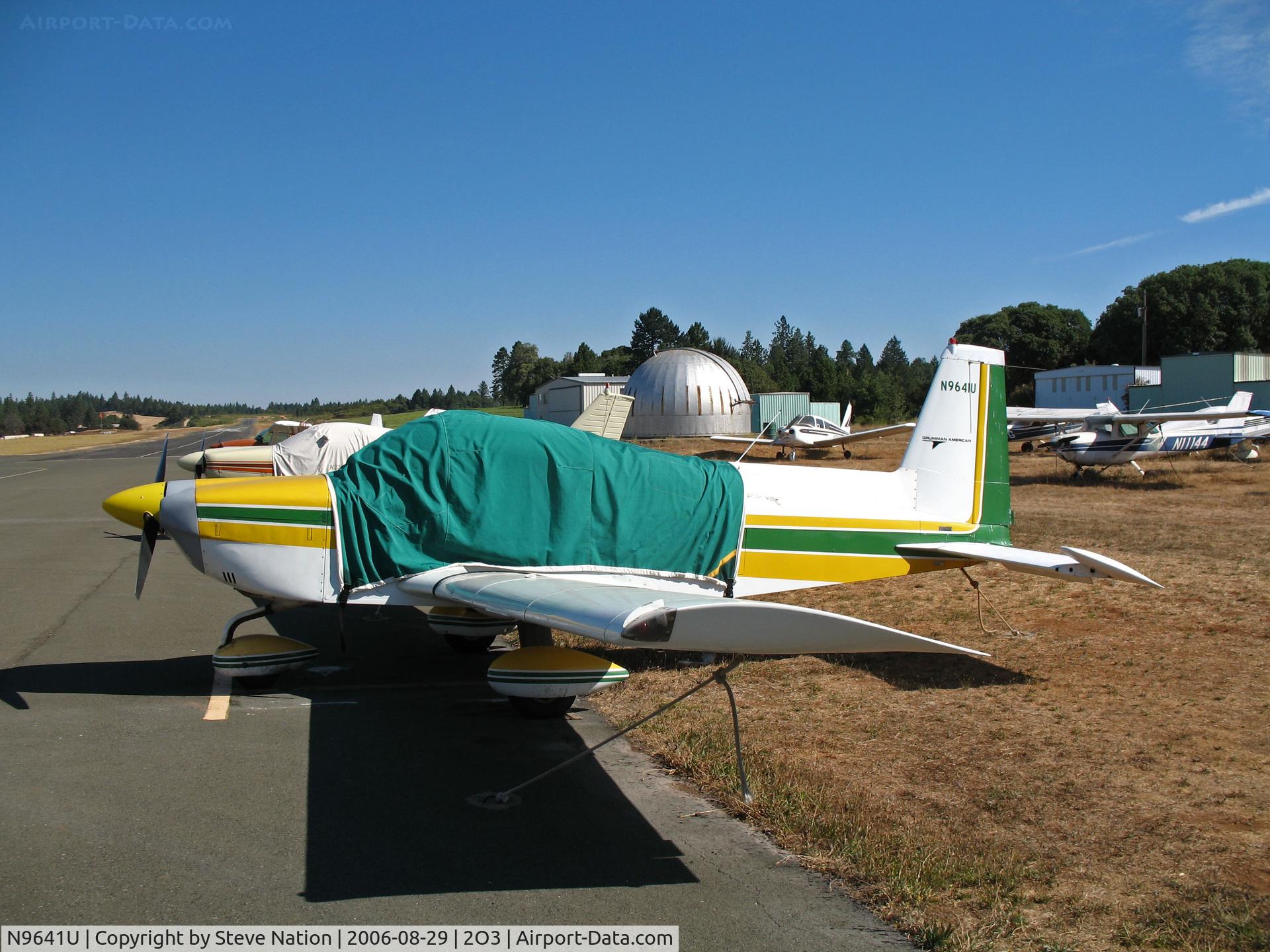 N9641U, 1975 Grumman American AA-5A Cheetah C/N AA5A-0007, Locally-based 1975 Grumman American AA-5A with canopy cover @ Parrett Field, Angwin, CA (to owner in Crowley, TX by April 2010)