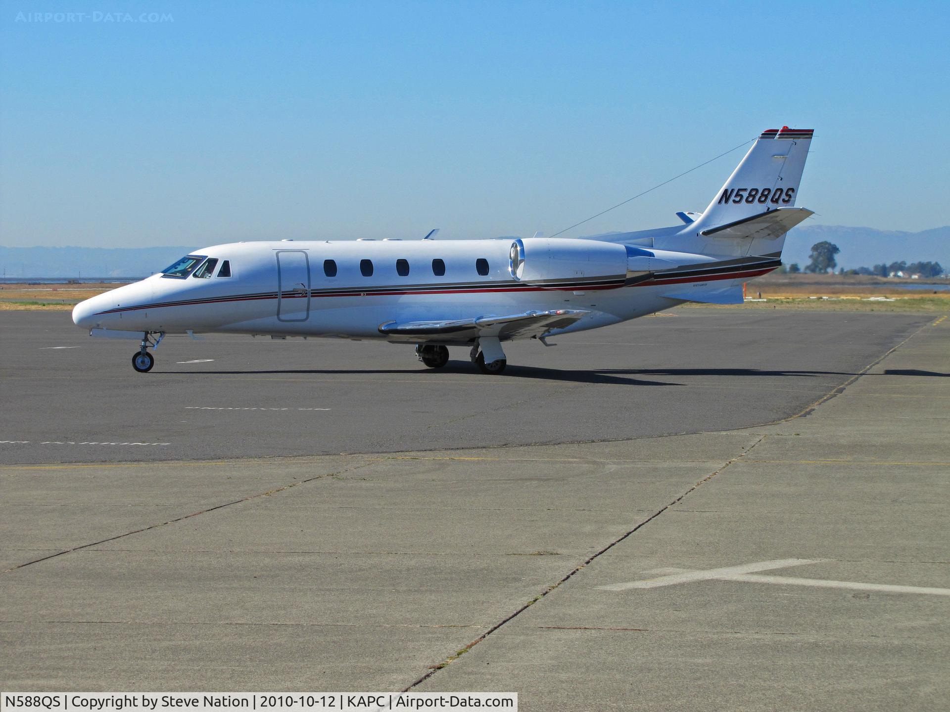 N588QS, 2007 Cessna 560XLS Citation Excel C/N 560-5721, NetJets 2007 Cessna 560XL arriving on visitors ramp from KMSP/Minneapolis-St. Paul International Airport, MN @ Napa County Airport, CA