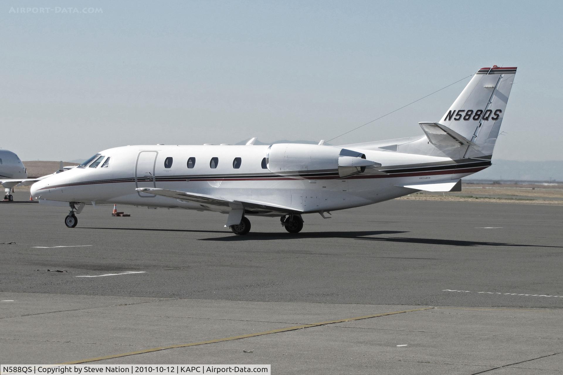 N588QS, 2007 Cessna 560XLS Citation Excel C/N 560-5721, NetJets 2007 Cessna 560XL arriving on visitors ramp from KMSP/Minneapolis-St. Paul International Airport, MN @ Napa County Airport, CA