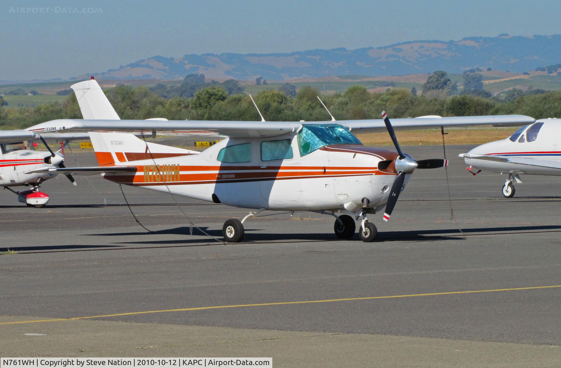 N761WH, 1978 Cessna T210M Turbo Centurion C/N 21062573, TriWings Inc. (Reno, NV) 1978 Cessna T210M visiting @ Napa County Airport, CA (still with two different sized registrations but sans cockpit cover in this shot)
