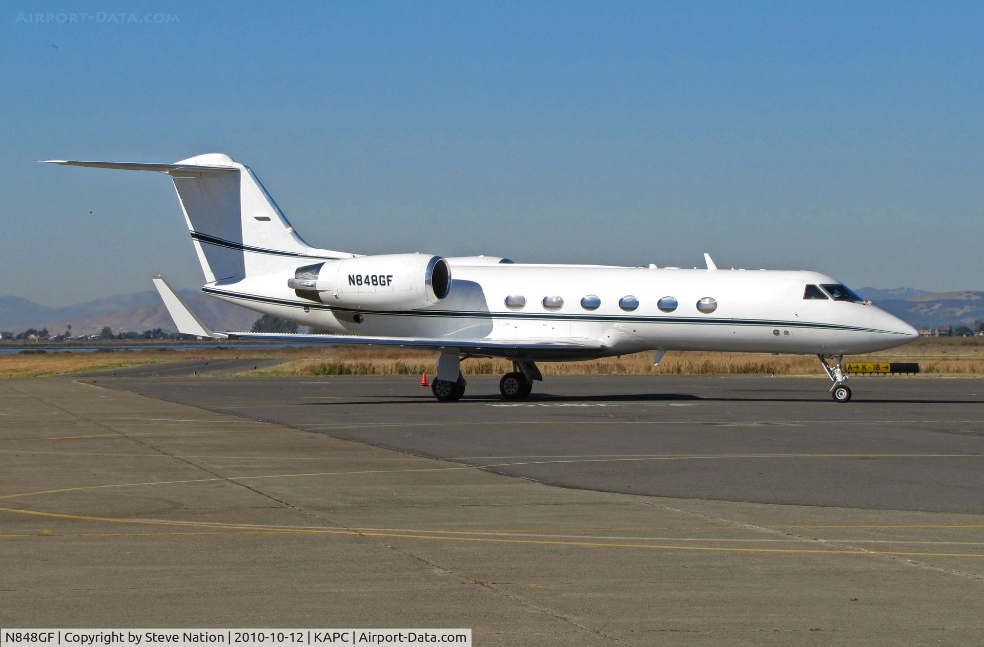 N848GF, 1989 Gulfstream Aerospace G-IV C/N 1107, Diamond A Administration Co (Wilmington, DE) 1989 Gulfstream G-IV arriving on heavy jet ramp @ Napa County Airport, CA