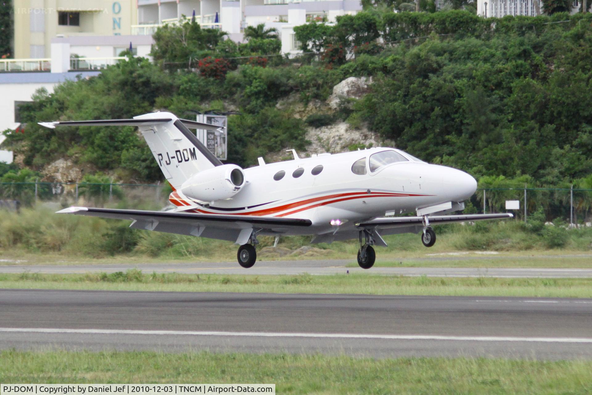 PJ-DOM, 2010 Cessna 510 Citation Mustang Citation Mustang C/N 510-0316, PJ-DOM making it's first landing at TNCM runway 10.