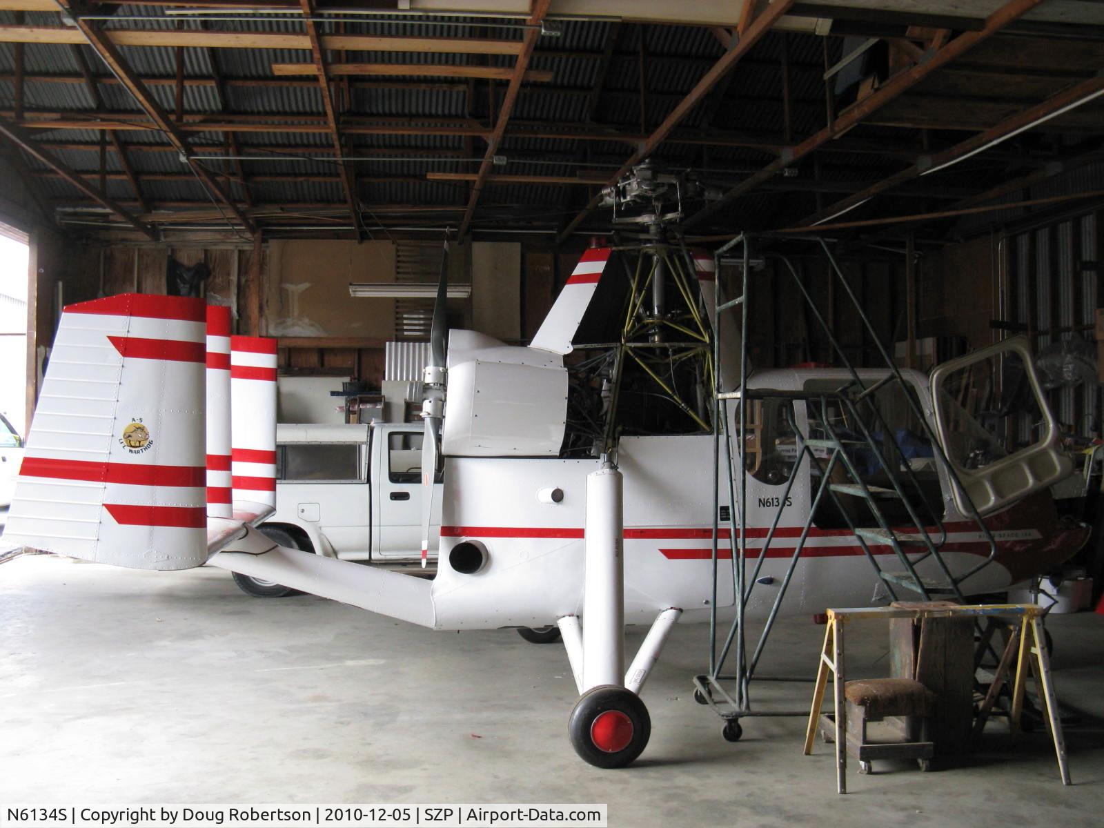 N6134S, 1965 Air & Space America Inc 18A C/N 18-41, 1965 Air & Space Mfg. Inc. 18A jump start Autogyro, Lycoming O&VO-360 180 Hp, Standard class