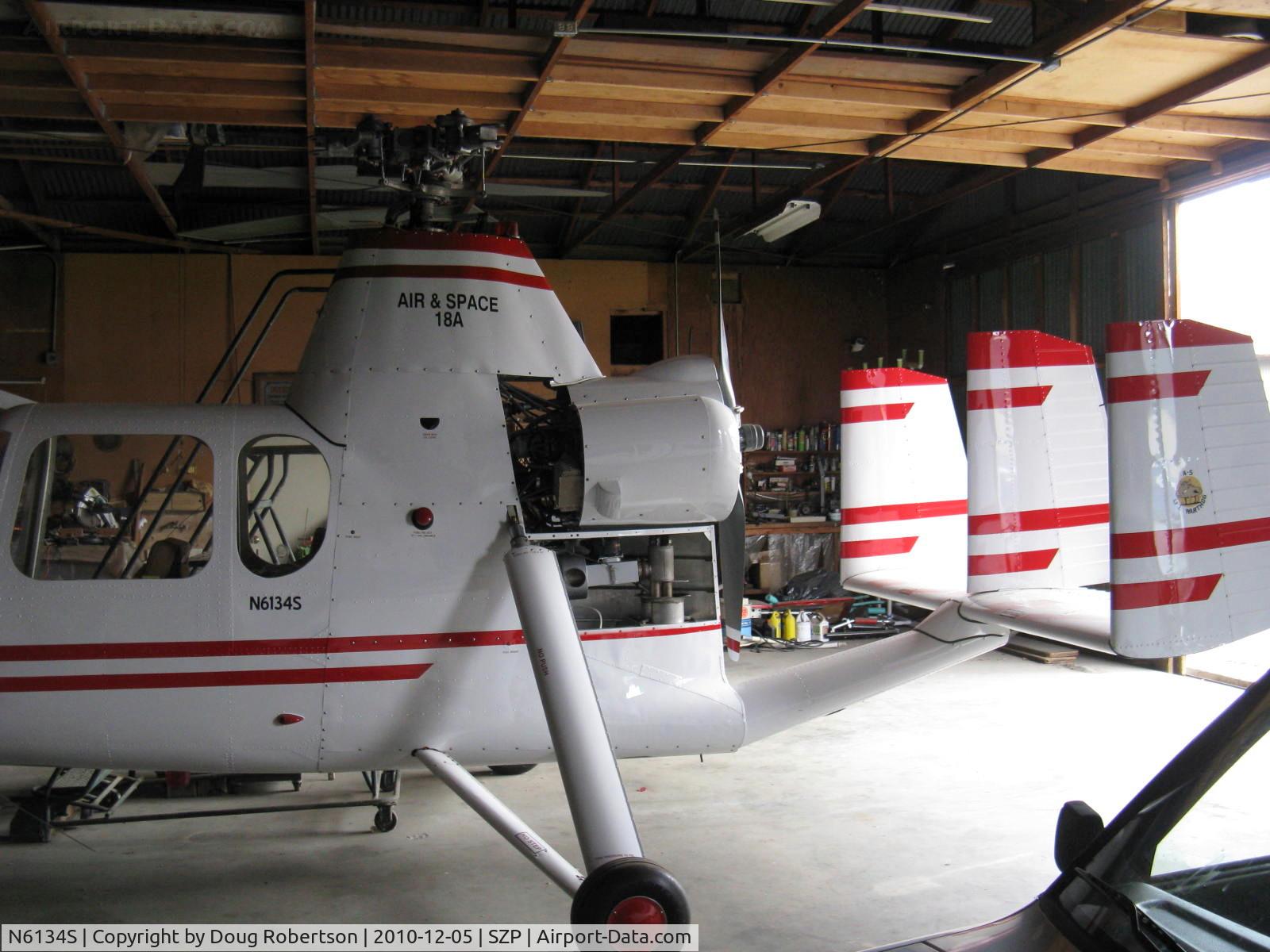 N6134S, 1965 Air & Space America Inc 18A C/N 18-41, 1965 Air & Space Mfg. Inc. 18A jump start Autogyro, Lycoming O&VO-360 180 Hp, Standard class, 35 foot diameter rotor blades removed