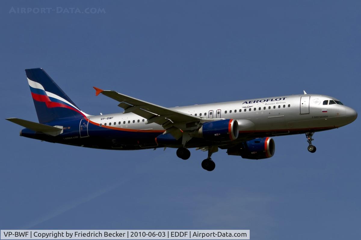 VP-BWF, 2003 Airbus A320-214 C/N 2144, on final RW07R