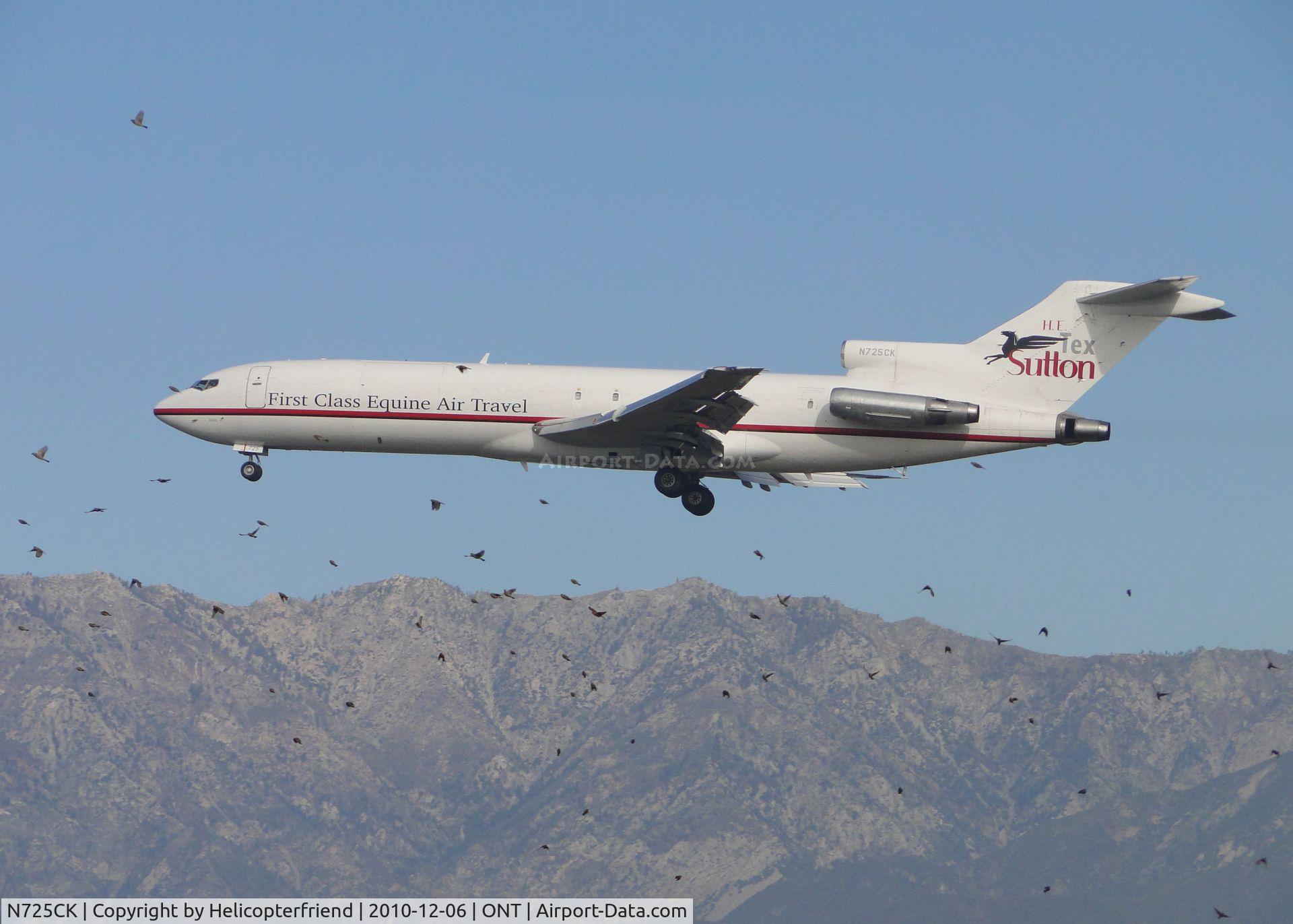 N725CK, 1980 Boeing 727-224 C/N 22252, Being escorted on final to runway 26L by a rather large flock of birds