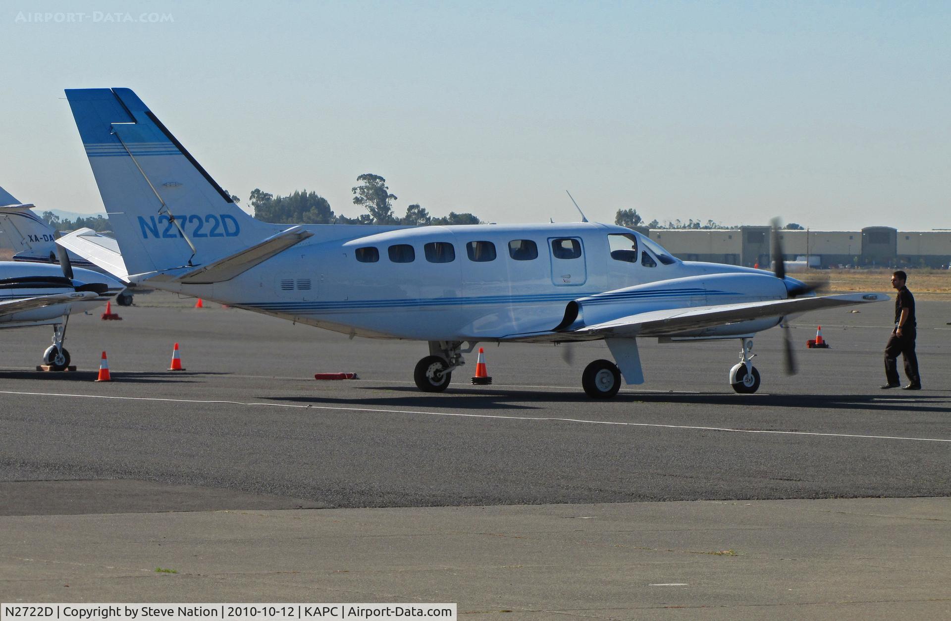 N2722D, 1980 Cessna 441 Conquest II C/N 441-0168, USA Gasoline (Newbury Park, CA) 1980 Cessna 441 arriving on bizjet ramp @ Napa County Airport, CA
