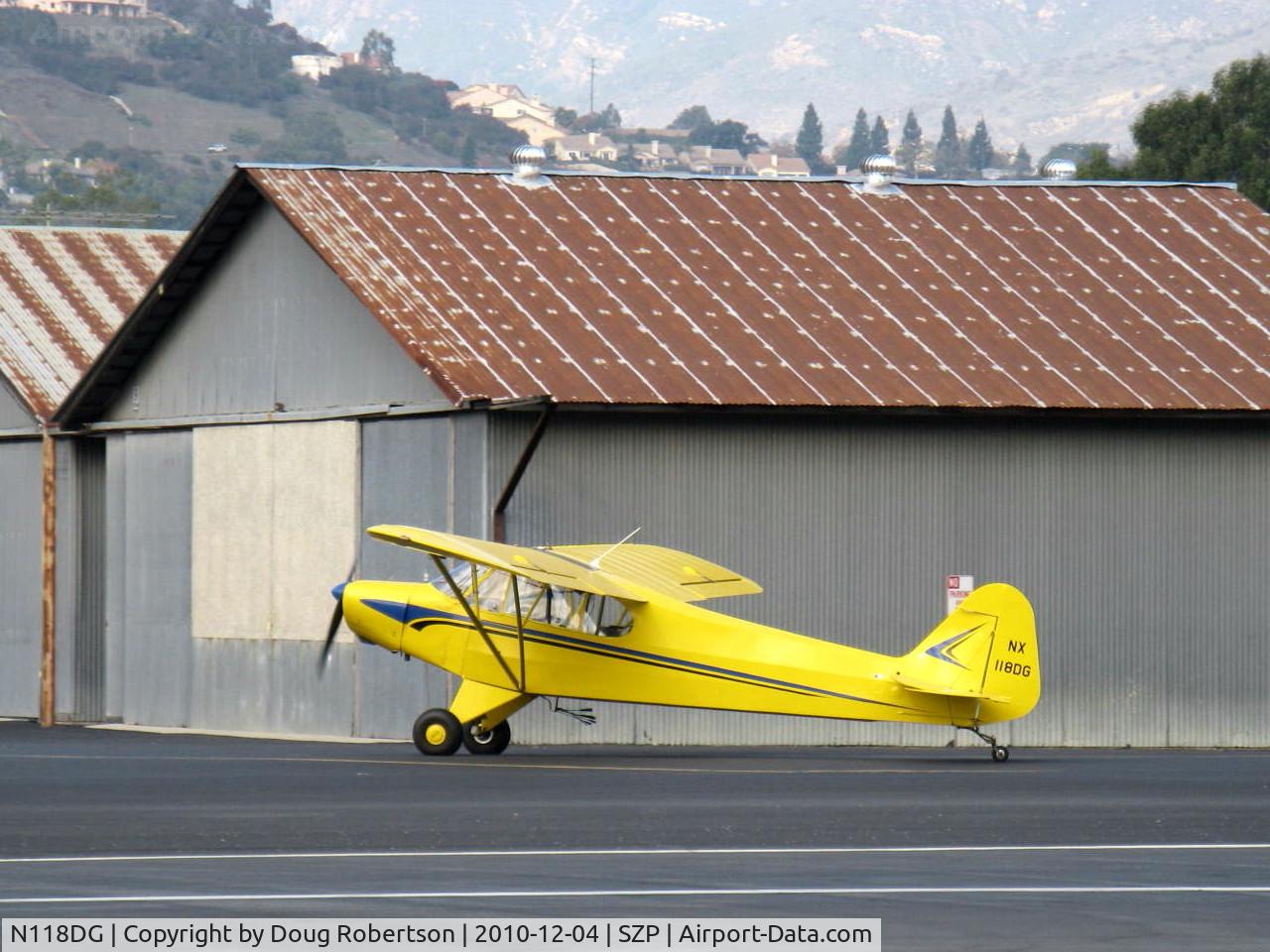 N118DG, 2008 Piper PA-18 Replica C/N 001, 2008 Ganzer XPA18, Continental O-200 100 Hp, taxi to hangar