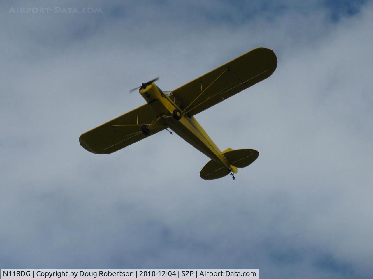 N118DG, 2008 Piper PA-18 Replica C/N 001, 2008 Ganzer XPA18, Continental O-200 100 Hp,  another takeoff climb Rwy 22